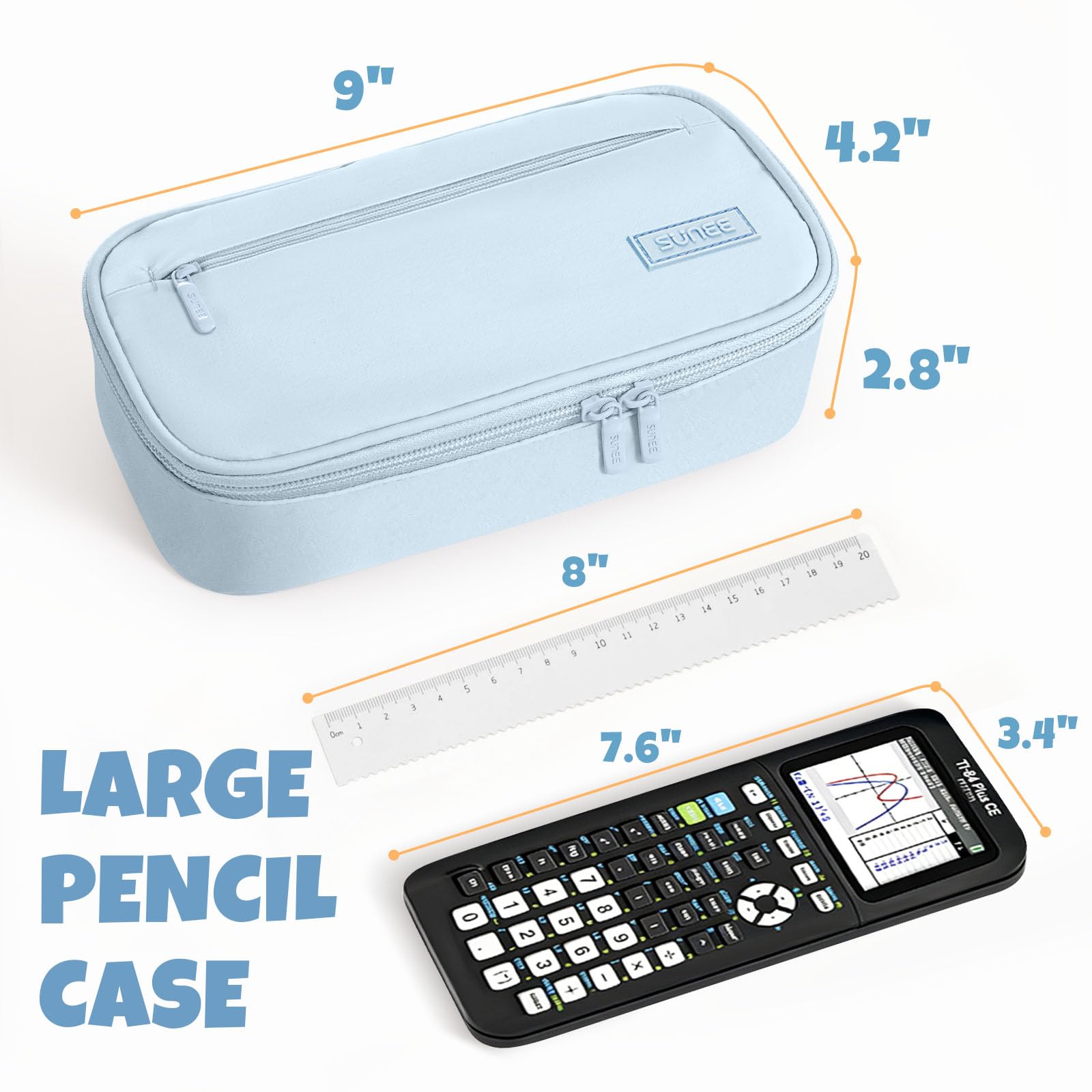 SUNEE Cute Pencil Case, Large Capacity Pencil Pouch, Big Storage Organizer for Stationery, Zipper