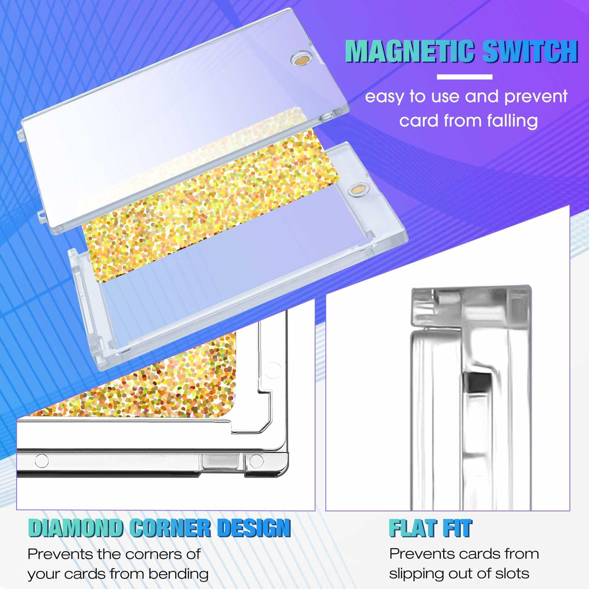 SATINIOR 60 Pcs Clear 100 Pt Magnetic Card Holders for Trading Cards