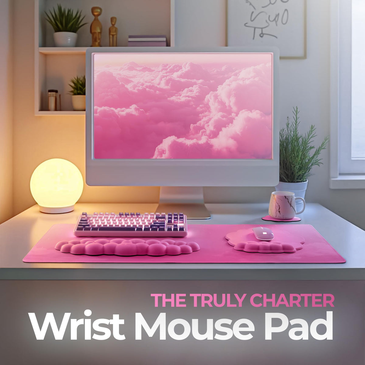 TheTrulyCharter- Cloud Wrist Rest Keyboard, Mouse Pad, Wrist Rest for Computer Keyboard, Cloud