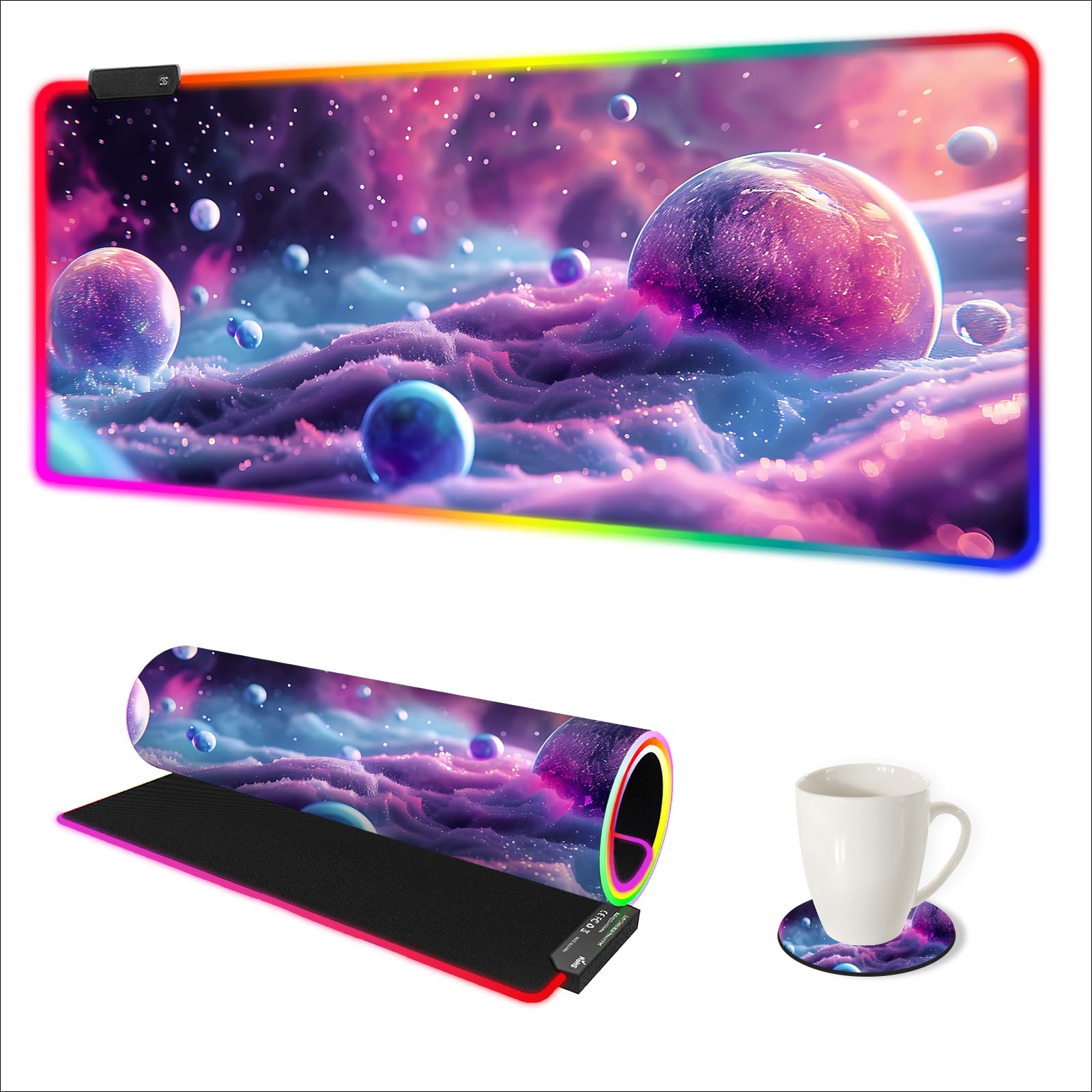 ARTSO Large RGB Gaming Mouse Pad, Led Big Mouse mat with 14 Light Modes, Extended Soft Computer