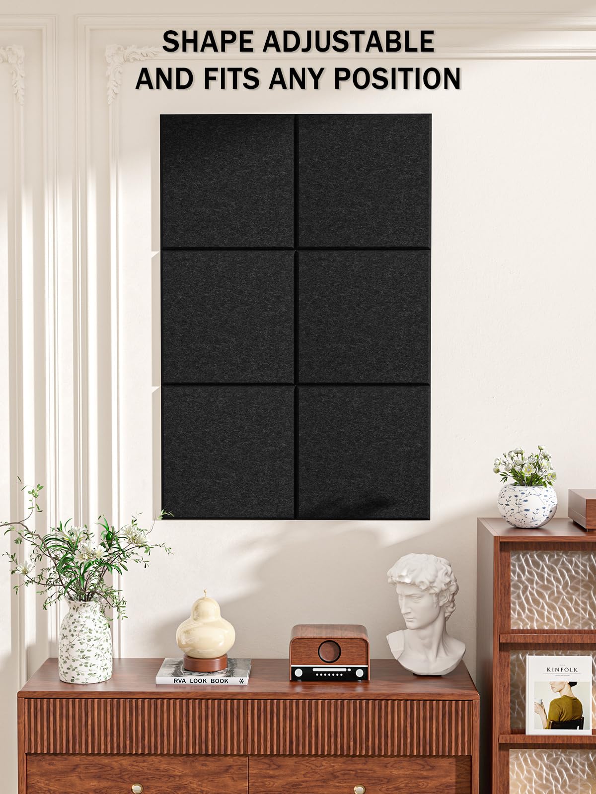 Hsurbtra Large Cork Board for Wall 36 x 24 Inch, 6 Pack Felt Bulletin Notice Board with Pushpins