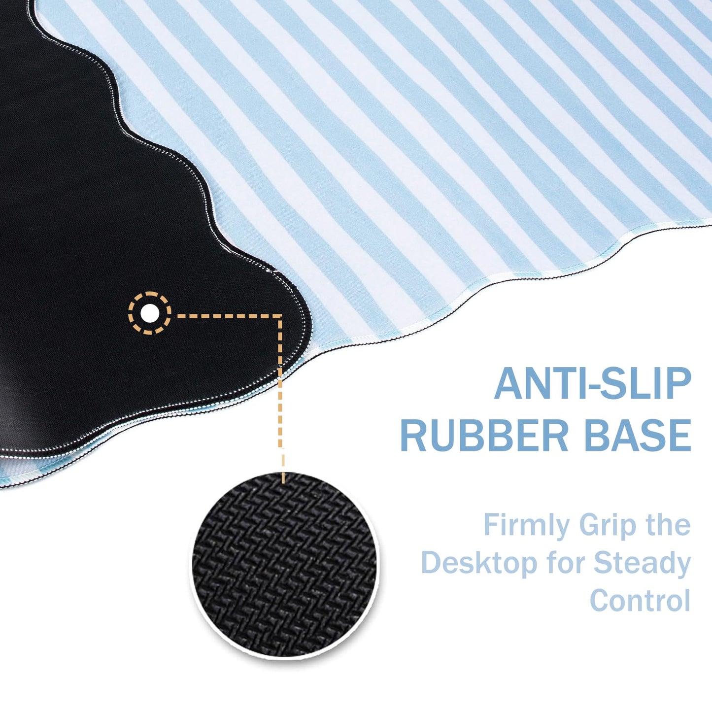 L-SPOUTTO Blue Striped Mouse Pad,Scalloped Desk Mat XXL Large Geometric Gaming Mousepad,35.4x15.7in