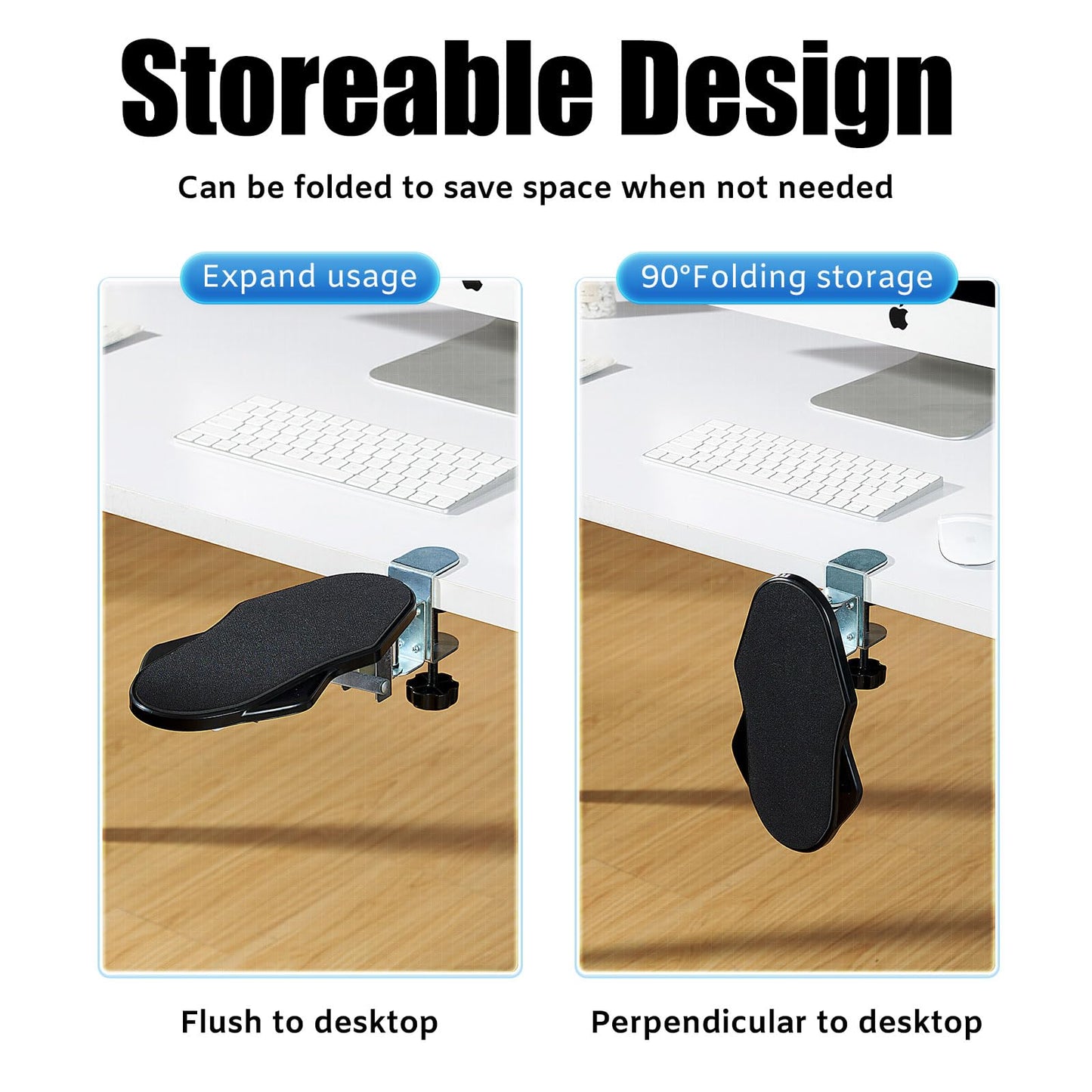 Hovadova Computer Arm Rest for Desk, 180° Swivel and 90° Foldable, Black