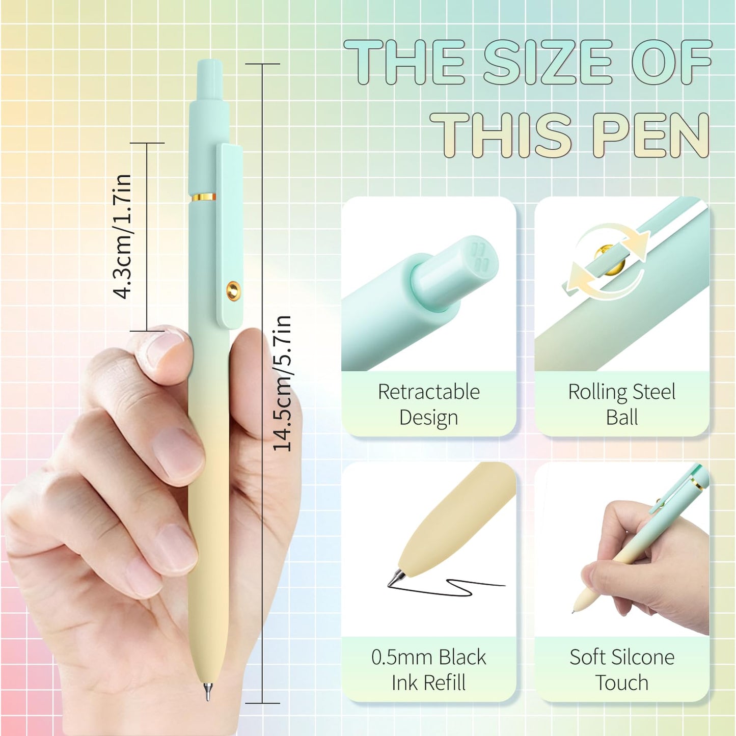 YOXMJDB Gel Pens, 12 Pcs Fine Point Smooth Writing Pens Cute Pens for Women, High-End Series 0.5mm