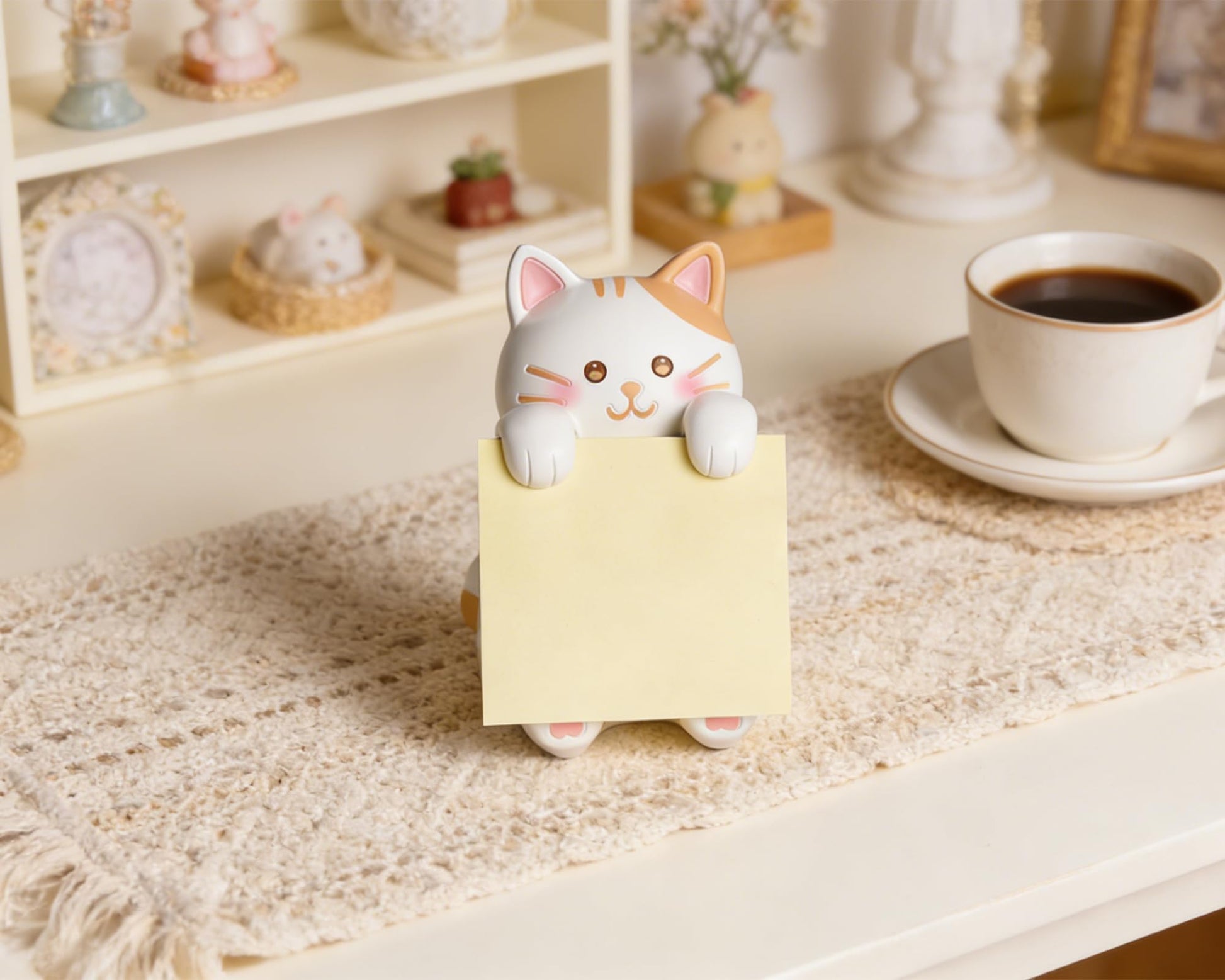HORTIX Cat Pop-Up Sticky Note Dispenser for 3 x 3 in Notes, Ginger Cat