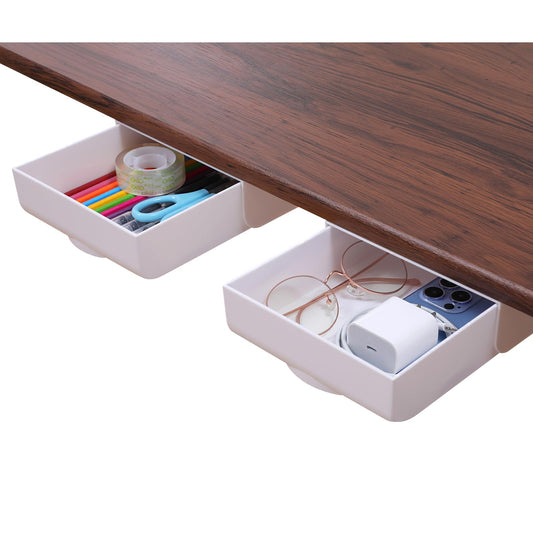 LuluEasy 2 Pack Under Desk Drawer Self-Adhesive Desktop Storage Organizer, Hidden Attachable Slide