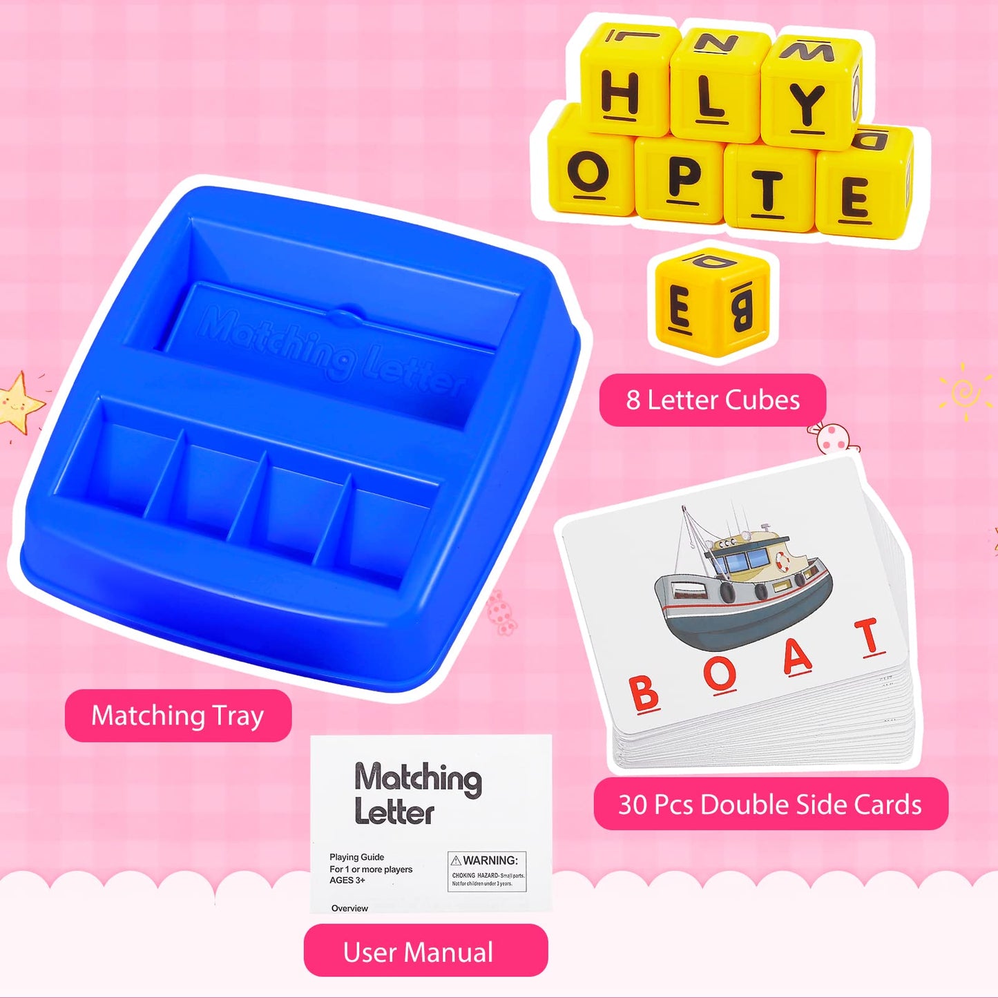 Matching Letter Game, Spelling Word and Increases Memory, Early Learning Educational Toy for