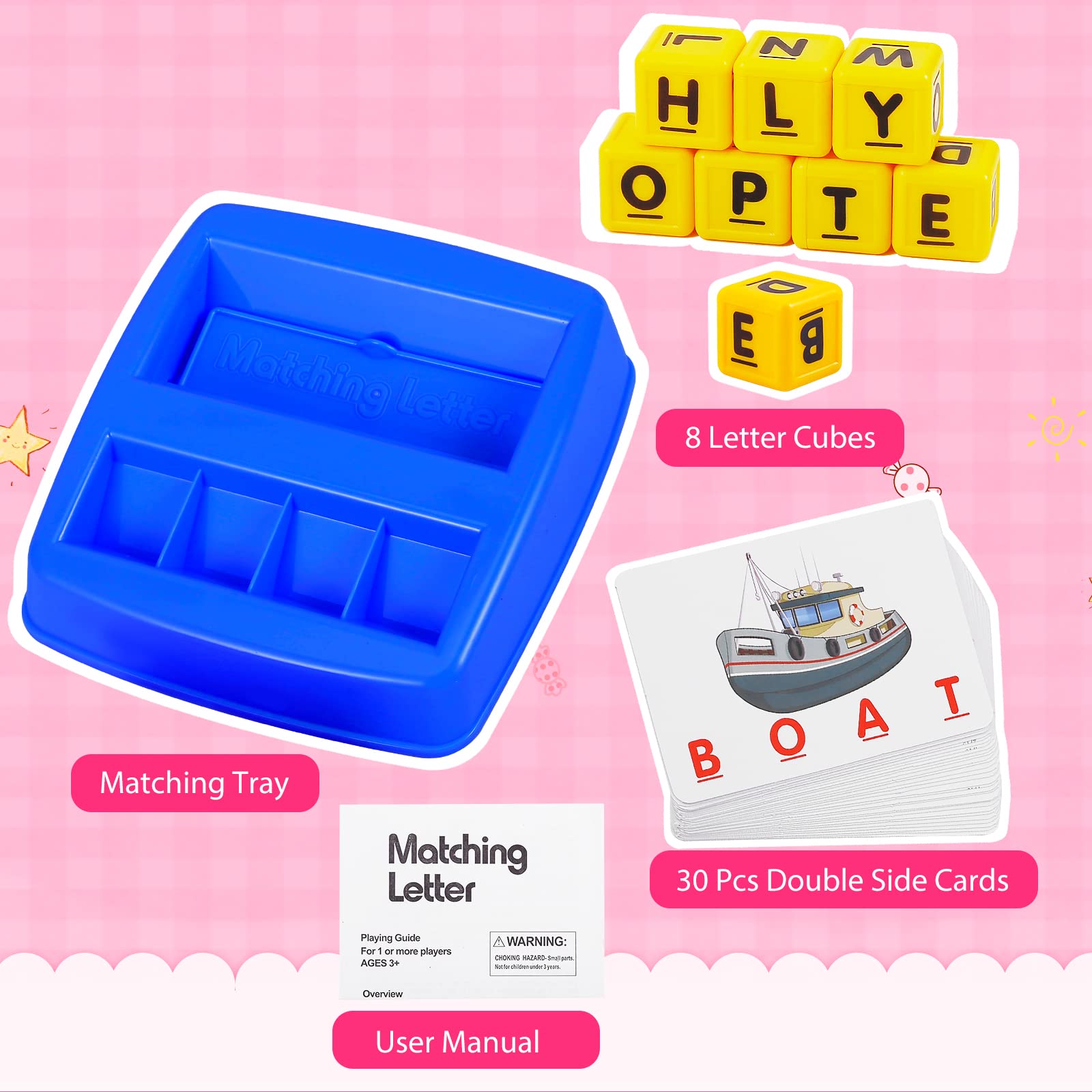 Matching Letter Game, Spelling Word and Increases Memory, Early Learning Educational Toy for