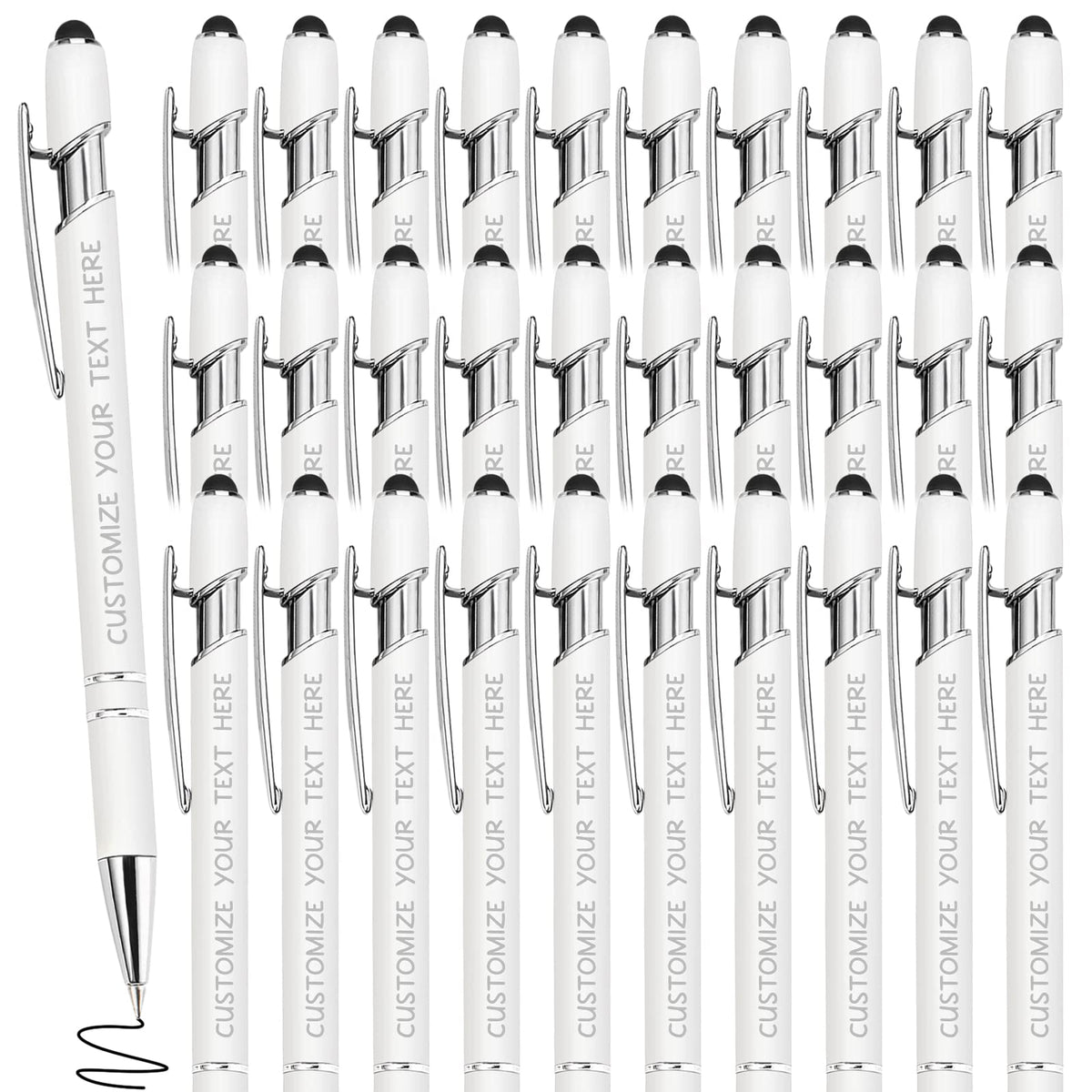 Yananka 36 Pcs Custom Pens with Stylus,Personalized Pens with Free Engraving,Customized Pens with