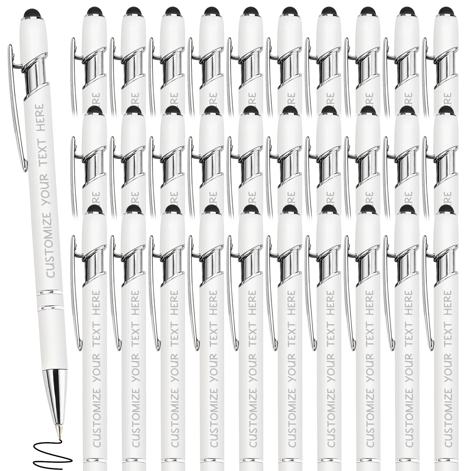 Yananka 36 Pcs Custom Pens with Stylus,Personalized Pens with Free Engraving,Customized Pens with