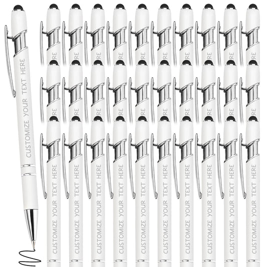 Yananka 36 Pcs Custom Pens with Stylus,Personalized Pens with Free Engraving,Customized Pens with