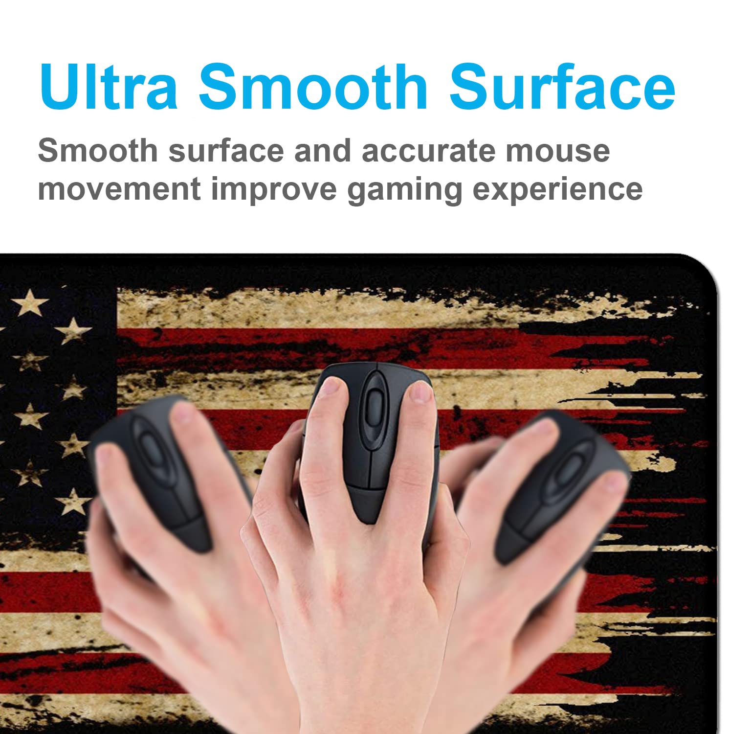 Retro American Flag XL Gaming Mouse Pad with Stitching Edge Laptop Desk Mat