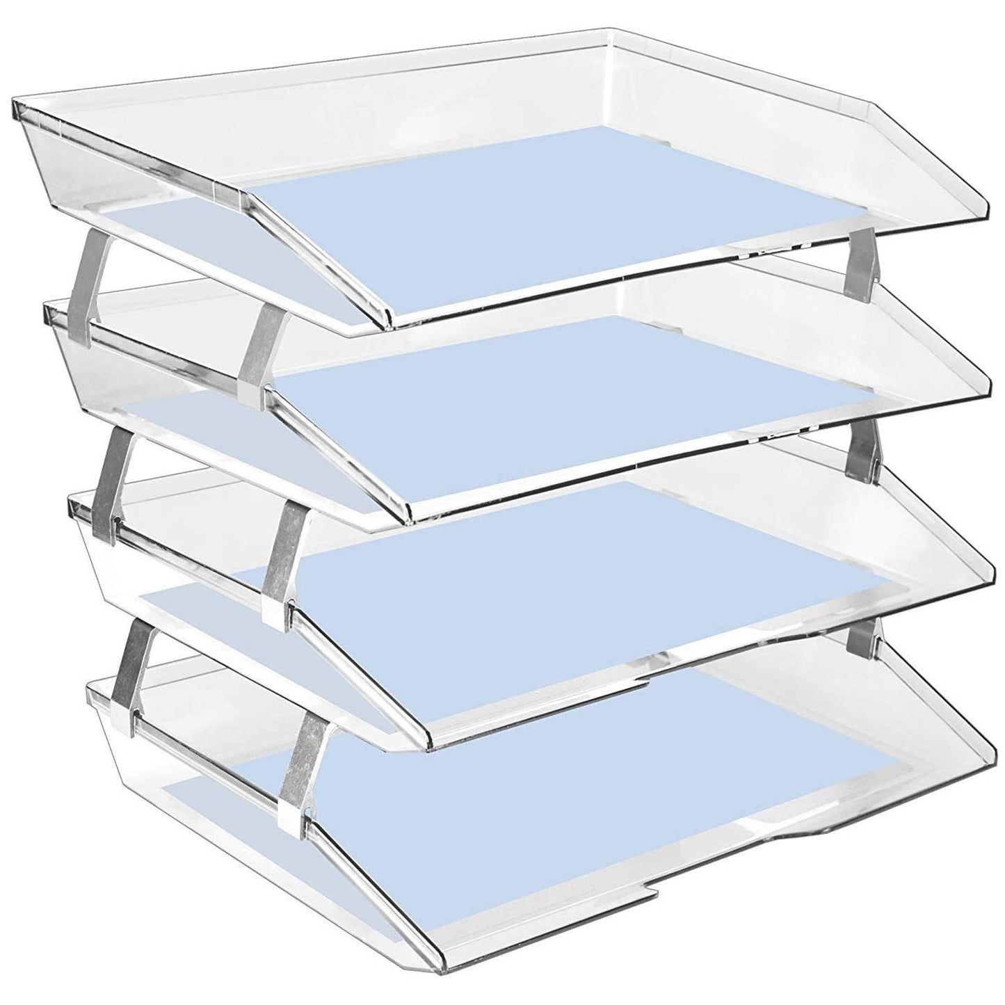 Acrimet 4-Tier Paper Letter Tray, Desk File Organizer, Plastic, Clear
