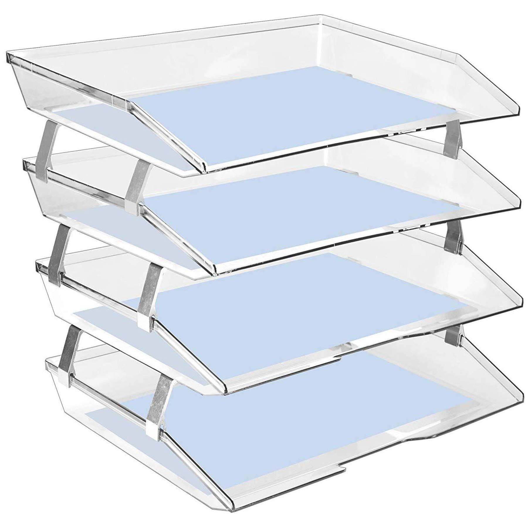Acrimet 4-Tier Paper Letter Tray, Desk File Organizer, Plastic, Clear