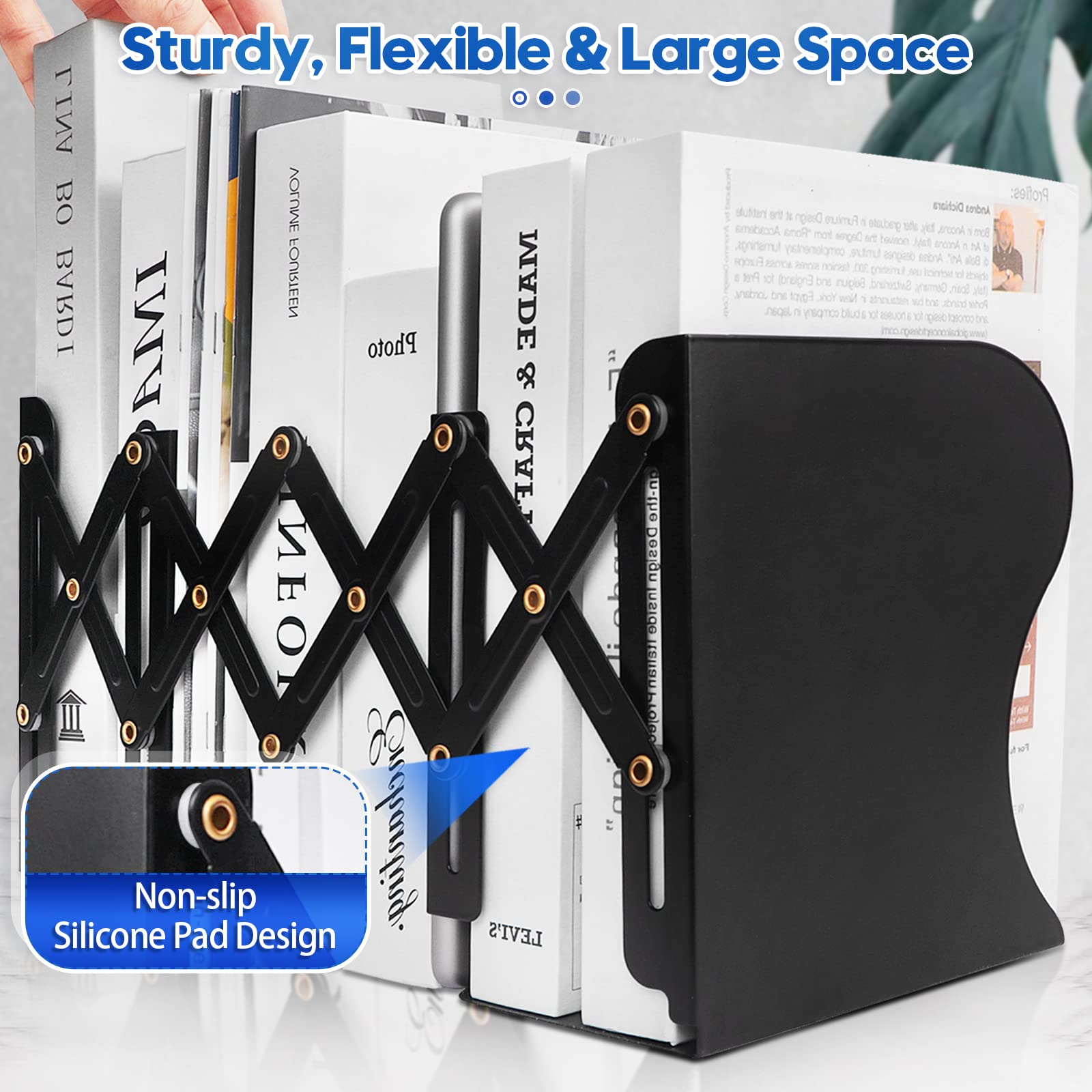 Heavy Duty Book End to Hold Books, Adjustable Bookends Book Holder for Shelves, Decorative Book