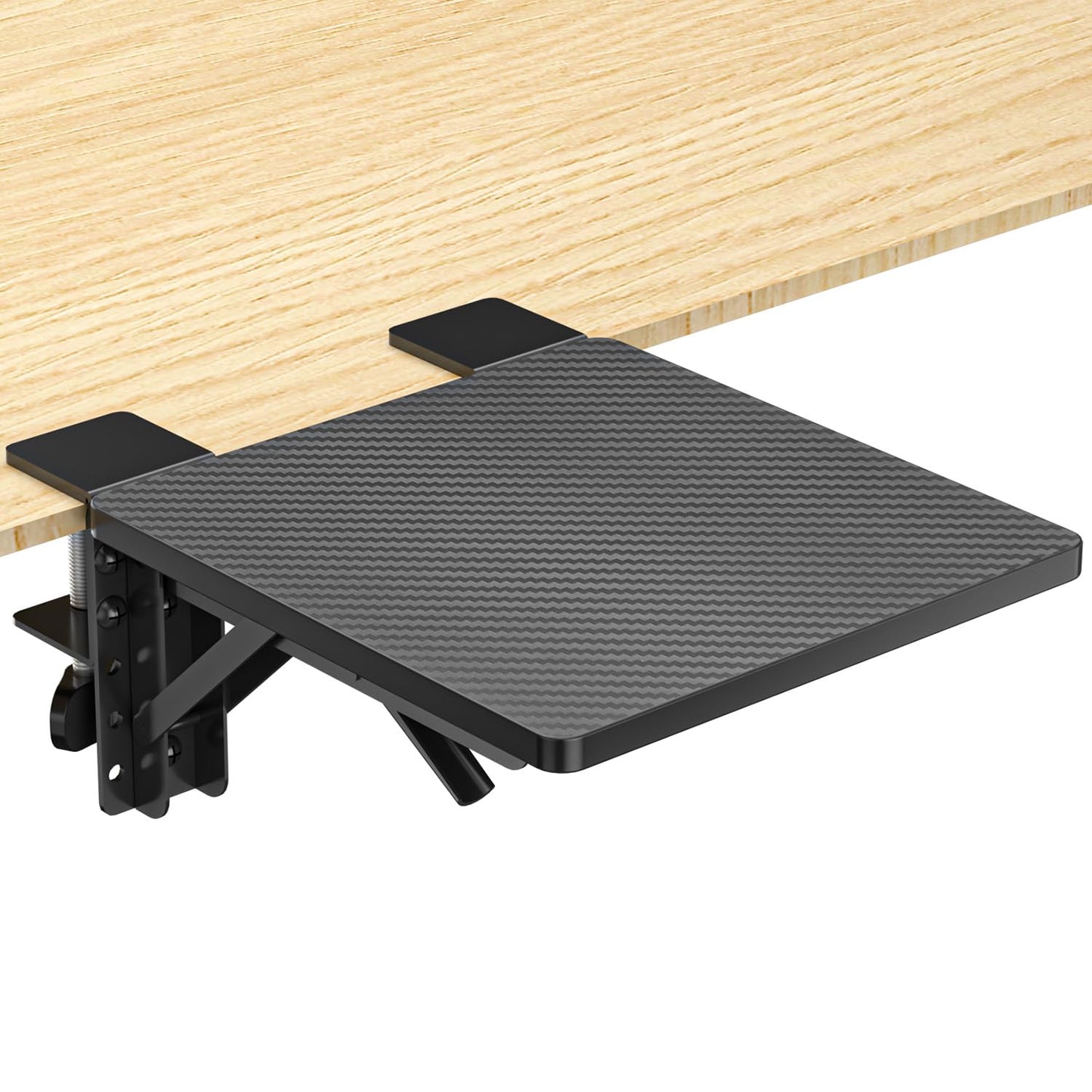 suptek Ergonomics Desk Extender Tray, 9.5"x9.1" Clamp on Table Mount Arm Wrist Rest Shelf, 90°