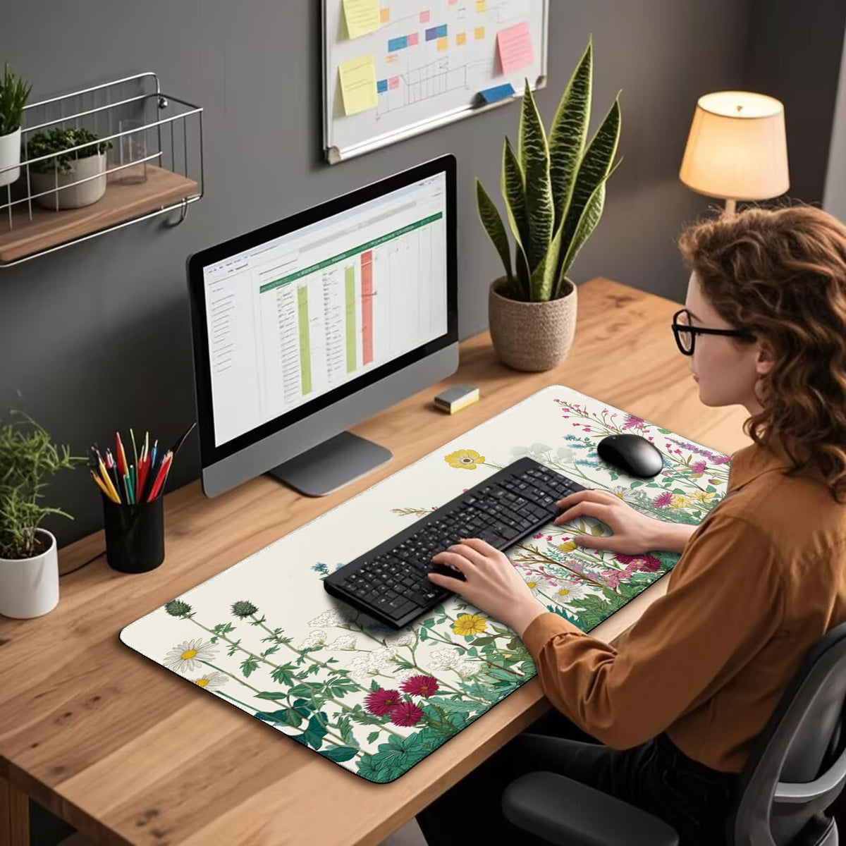Mcapirivo Wildflower Garden Large Desk Mat Gaming Mouse Pad 31.5"x15.7"