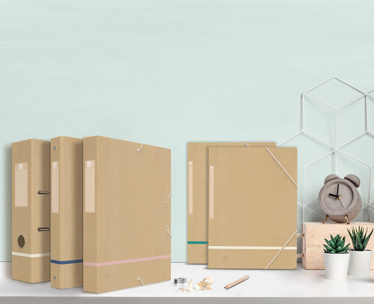 Oxford Touareg Filing Box 24 x 32 cm Spine 25 mm with Elastic Recycled Card Cover Kraft & Frosted