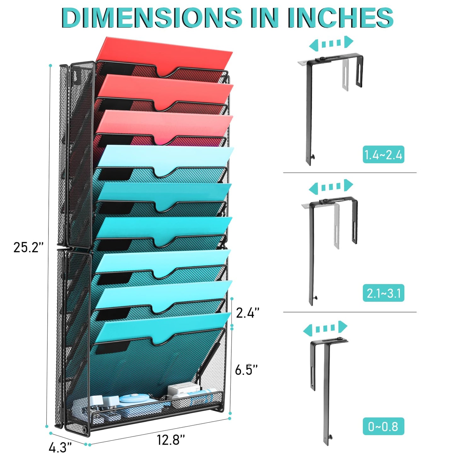 GALASALA Wall File Organizer, 10 Pockets Mesh Hanging File Organizer