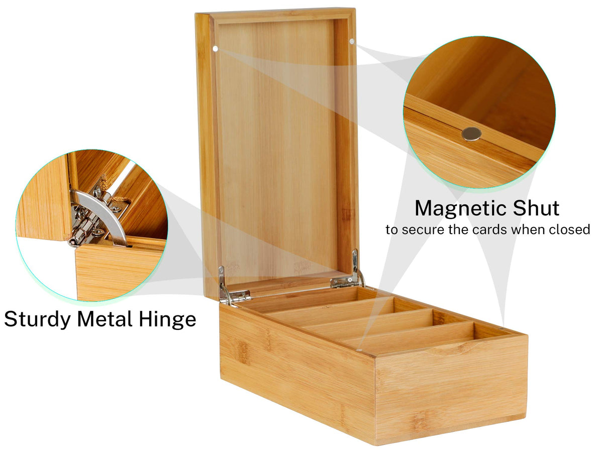 MaxGear Bamboo Business Card Organizer for 3" x 5" Cards