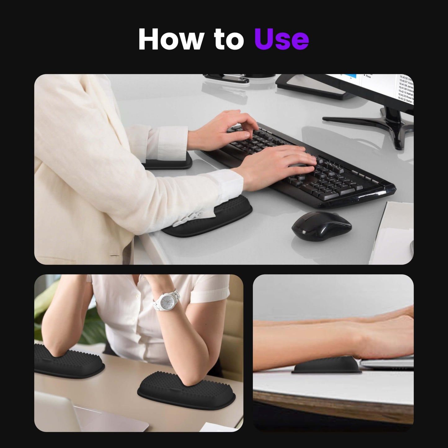 MEKASS Elbow Pad for Desk, Large Size Memory Foam Elbow Rest Padding with Non-Slip, Ergonomic Desk
