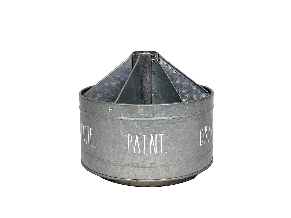 Rae Dunn Rotating Decorative Organizer – Galvanized Steel Desktop Stationary Spinner Holder - 6