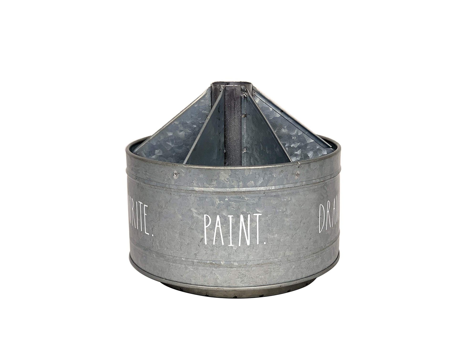 Rae Dunn Rotating Decorative Organizer – Galvanized Steel Desktop Stationary Spinner Holder - 6