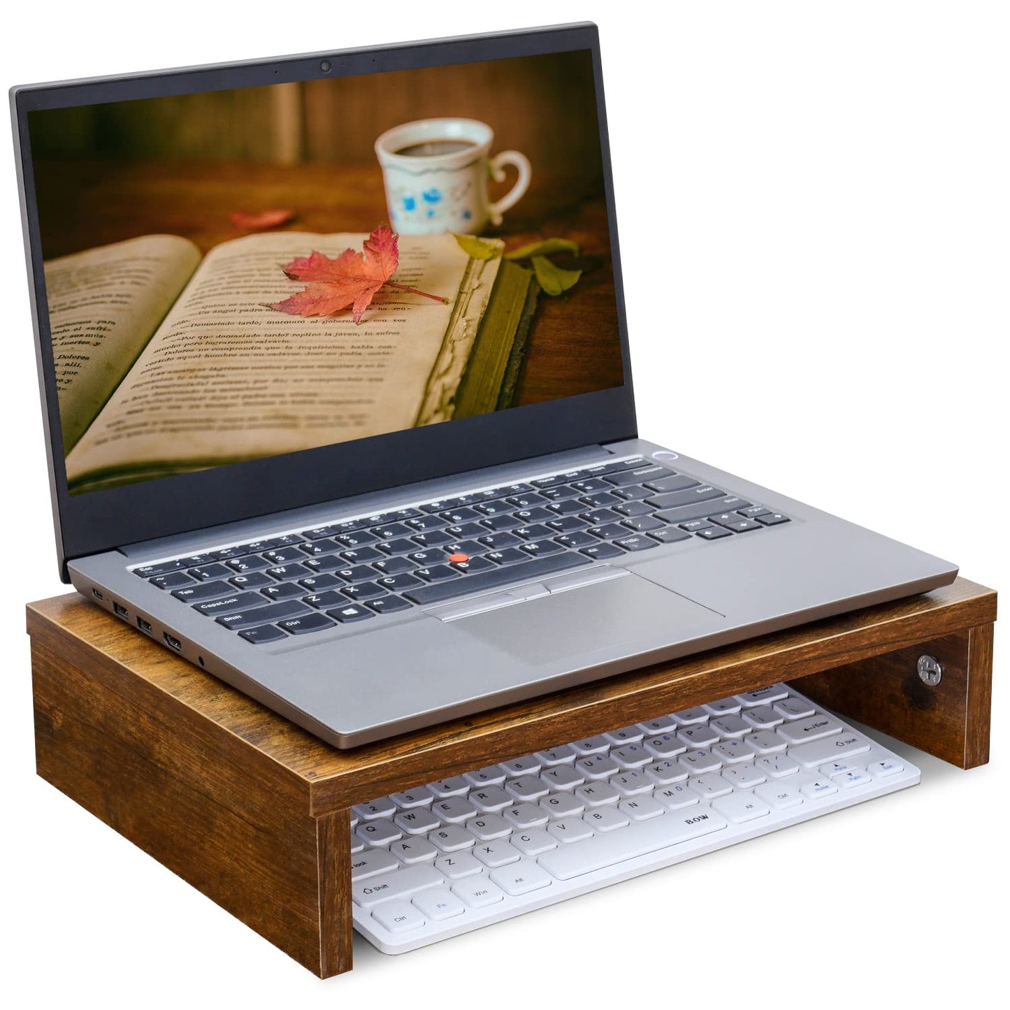 TEAMIX Wood Monitor Stand Riser for Desk - 14.2 inch, Small Laptop Stand