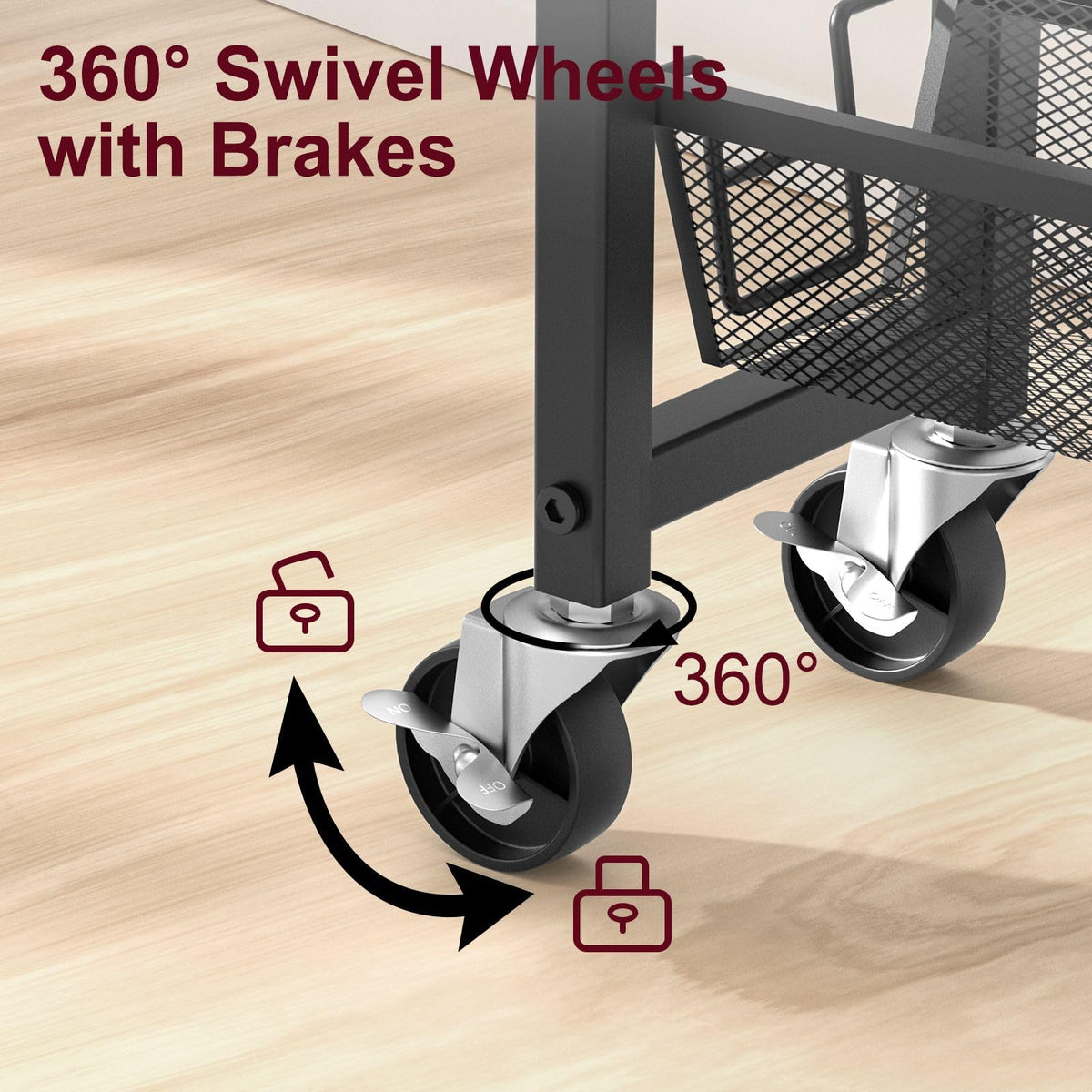 Slim Rolling Cart, 4-Tier Storage Cart, 9.1inch Narrow Kitchen Rolling Cart on Wheels for Small