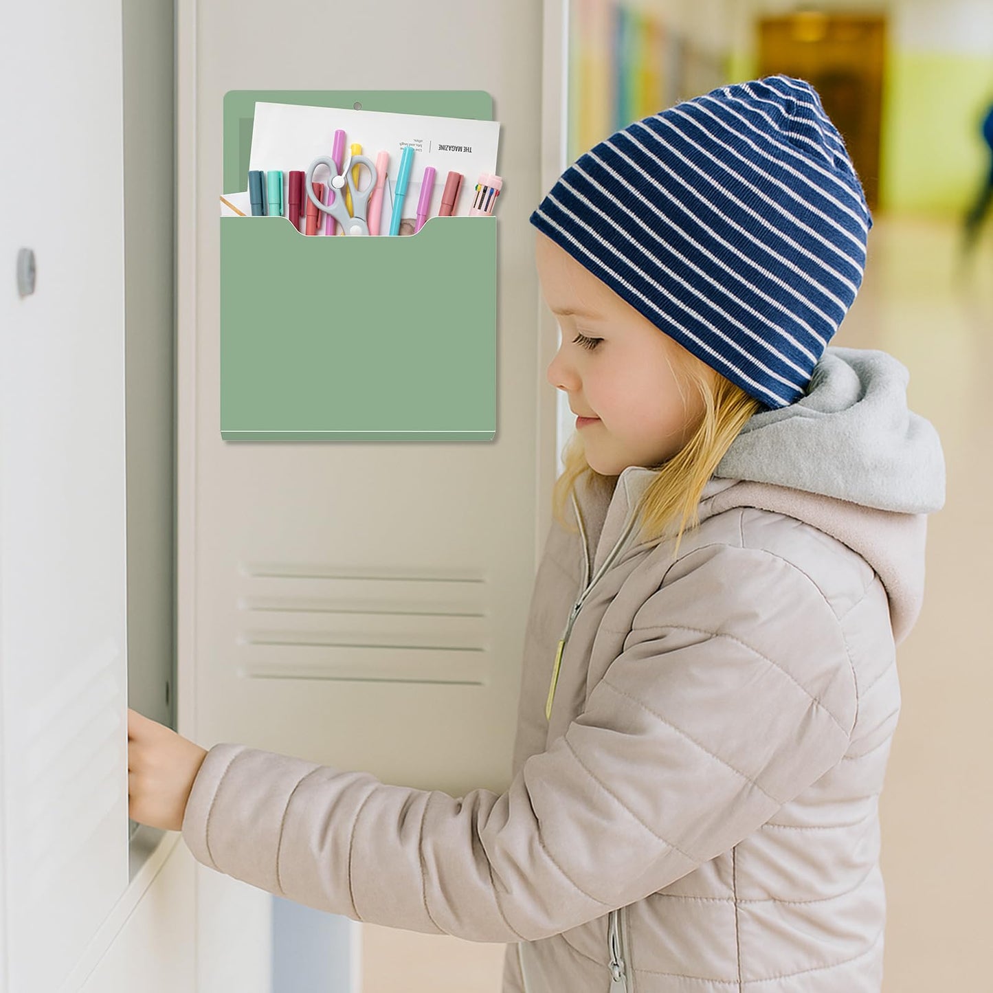 Fuutreo Magnetic Wall File Holder,6pcs,Sage Green,Vertical-large