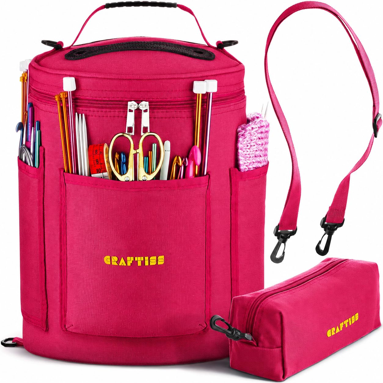 CRAFTISS Crochet Bag Organizer & Yarn Storage Bag, Knitting Bag and Yarn Holder with Removable