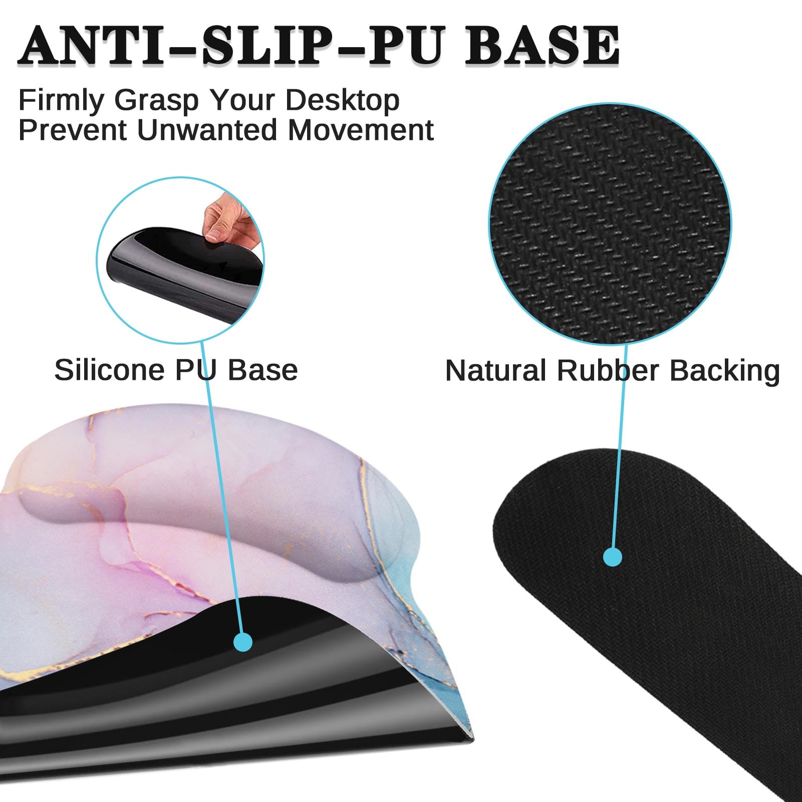 Britimes Keyboard Mouse Pad Set, 4 in 1 Desk Mat Set, Liquid Marbling