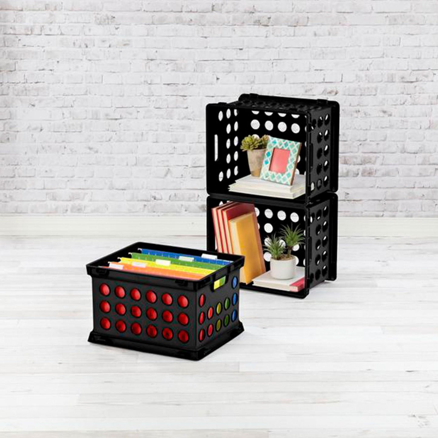 Sterilite File Crate, Stackable Plastic Storage Bin with Handles, Organize Files at Home, Garage