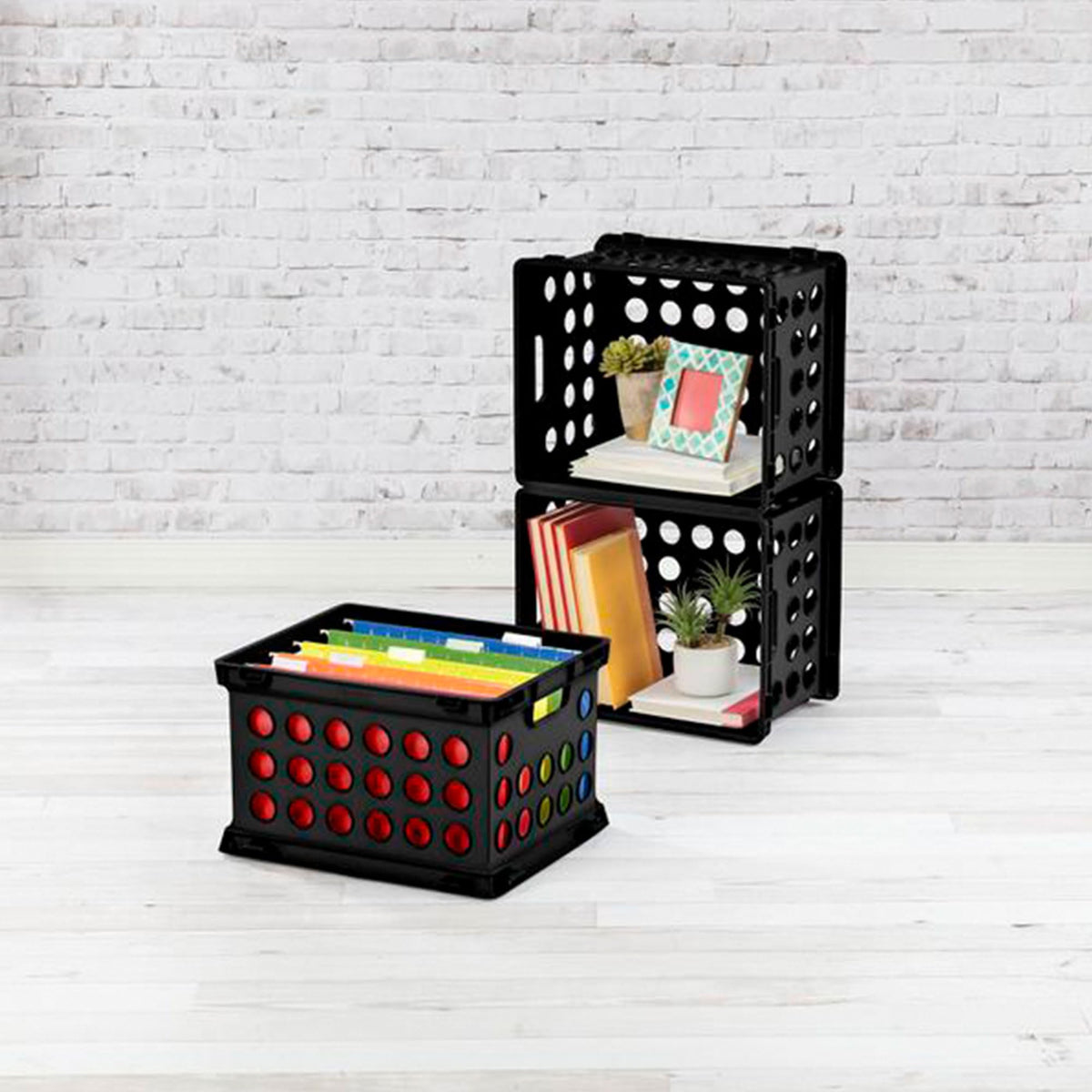 Sterilite File Crate, Stackable Plastic Storage Bin with Handles, Organize Files at Home, Garage