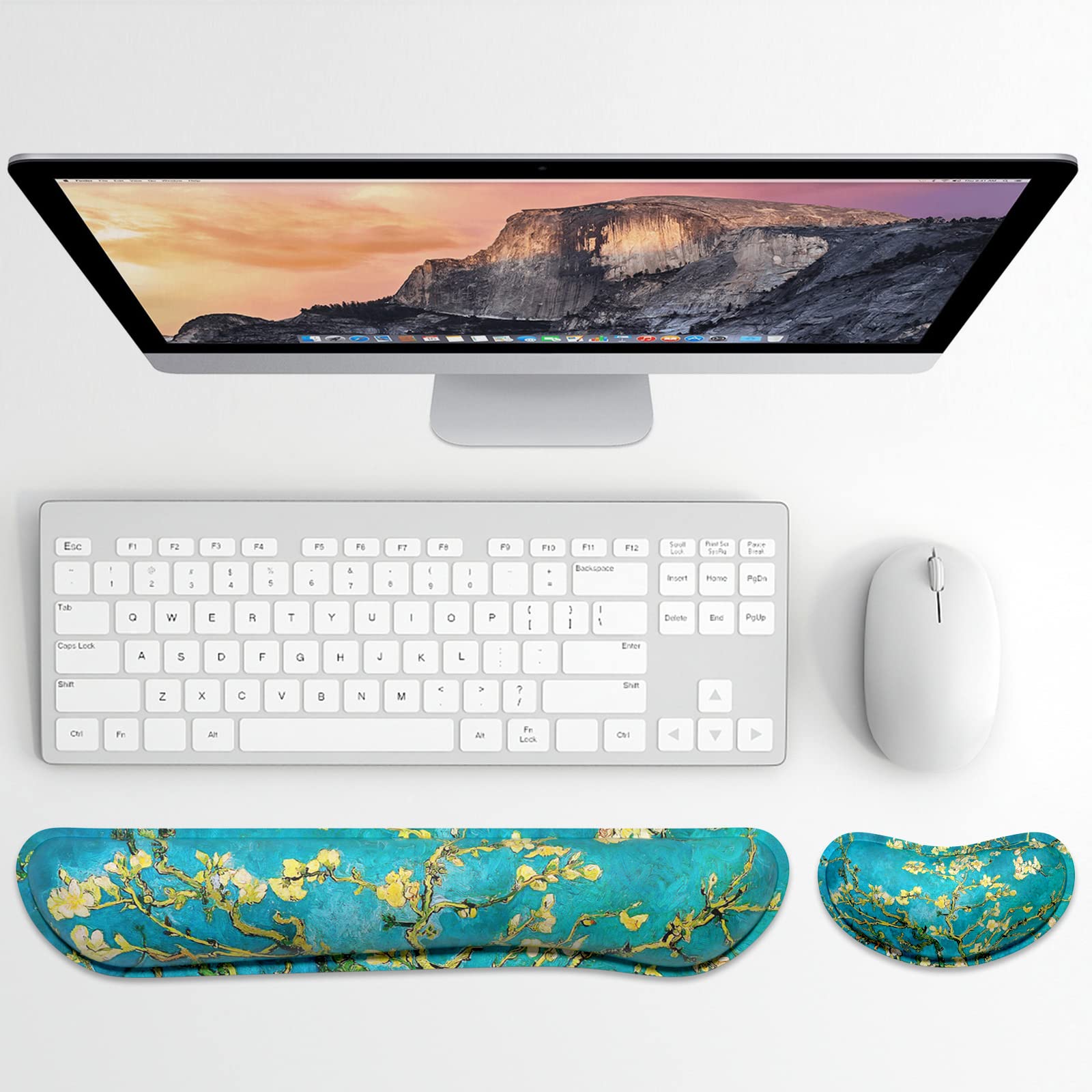 Dapesuom Enlarge Keyboard Wrist Rest, Memory Foam Wrist Cushion for Desk Mats Support, Cute Pain