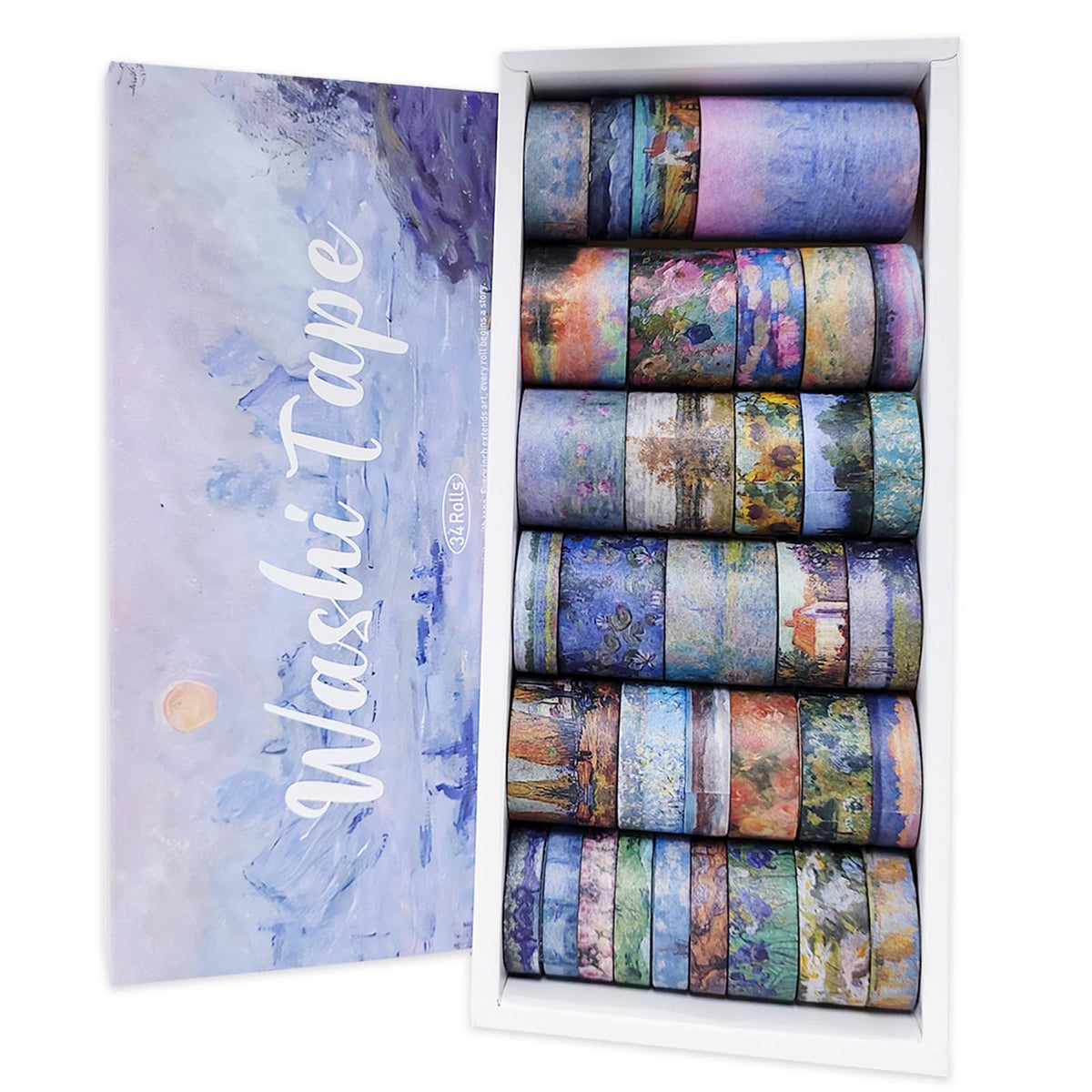 Bomichi 34 Rolls Oil Painting Aesthetic Washi Tape Set