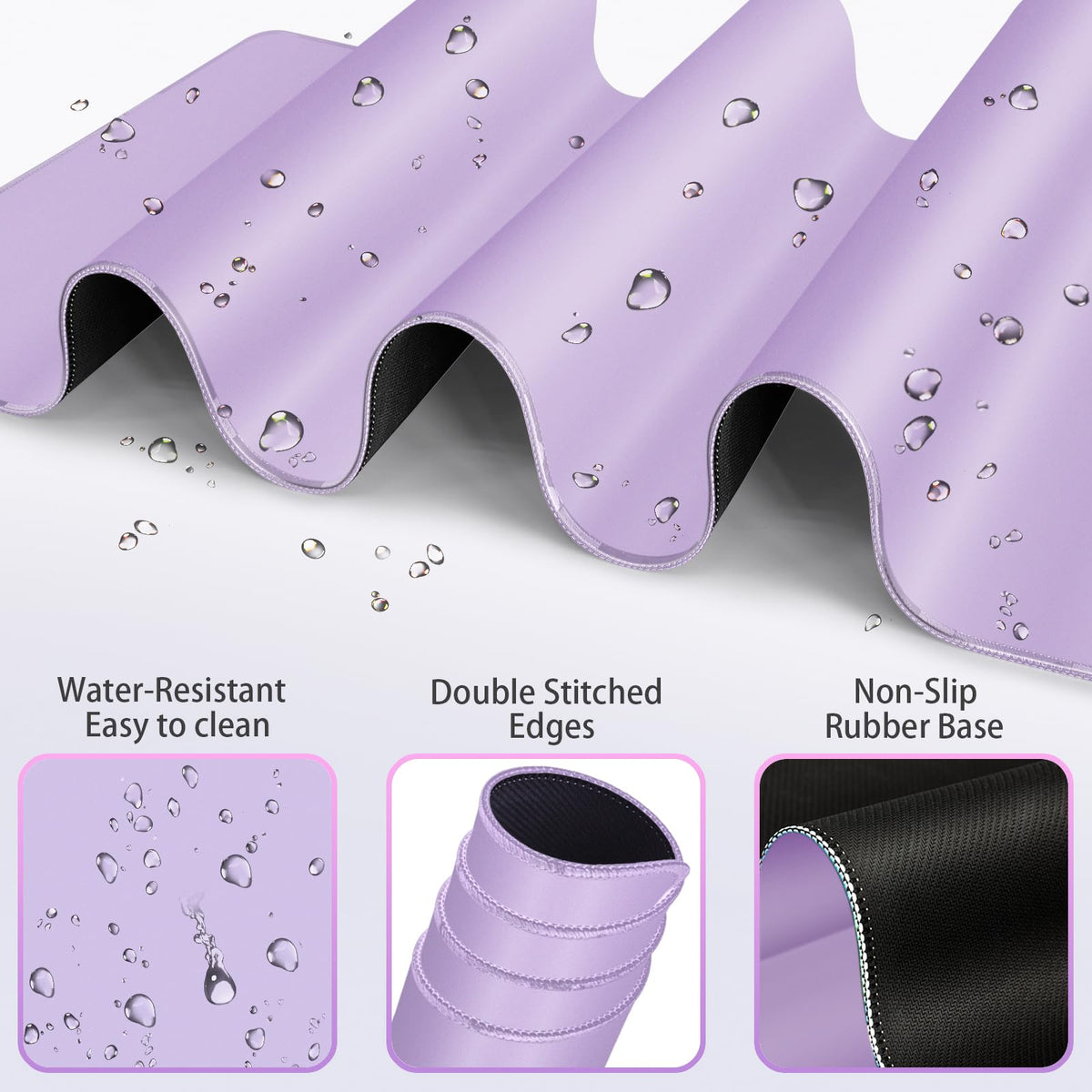 Desk Mat Purple, Large Gaming Mouse Pad with Wrist Rest, 4in1 XXL