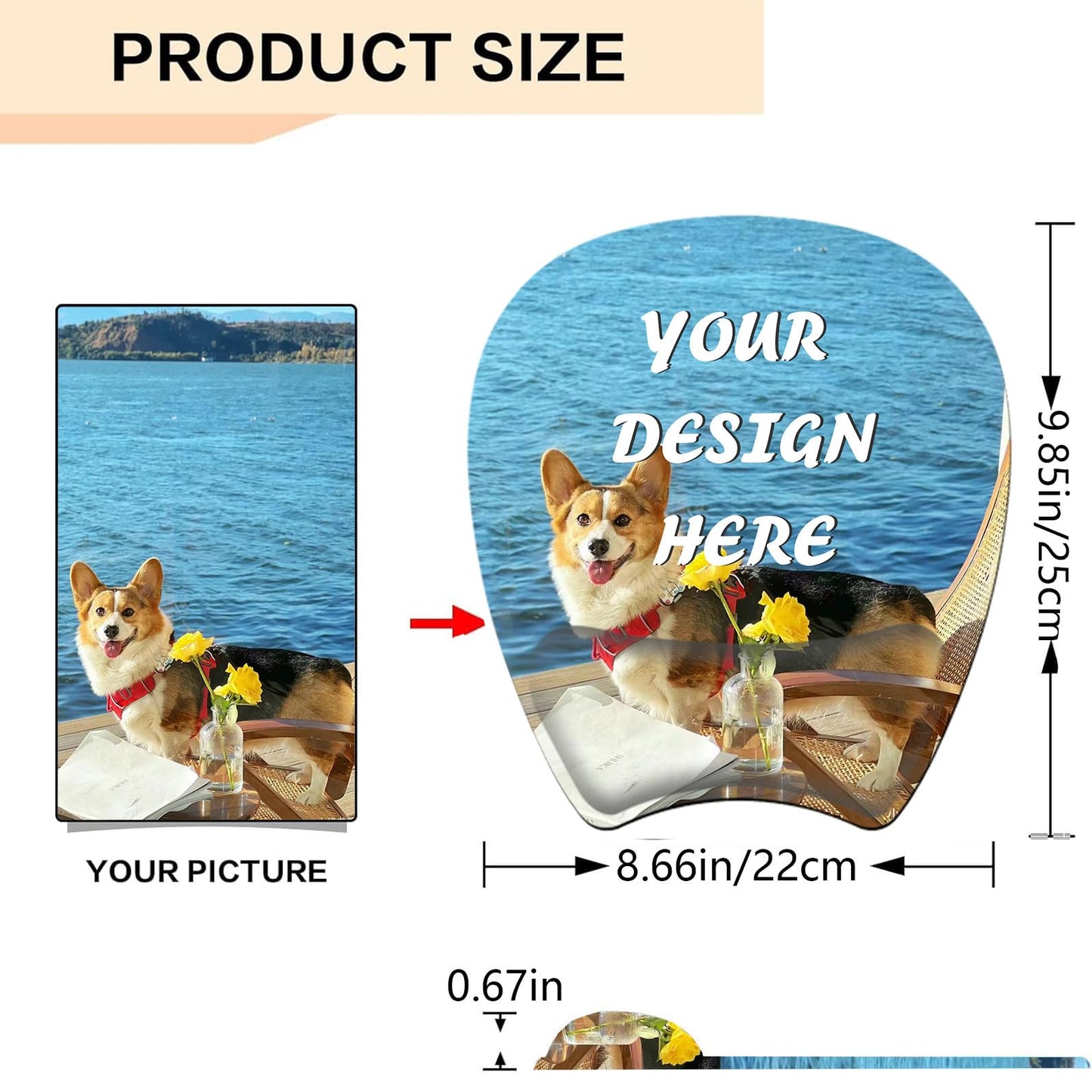 Custom Mouse Pad with Wrist Support，Ergonomic Personalized Mousepad,Add Personalized Photo & Text