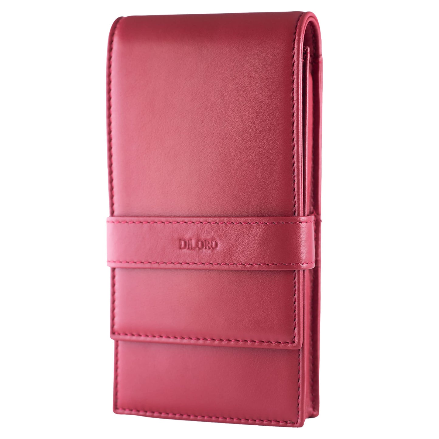 DiLoro Leather Quad Pen Case Pencil Pouch Holder for Four Fountain Ballpoint Rollerball Pens and