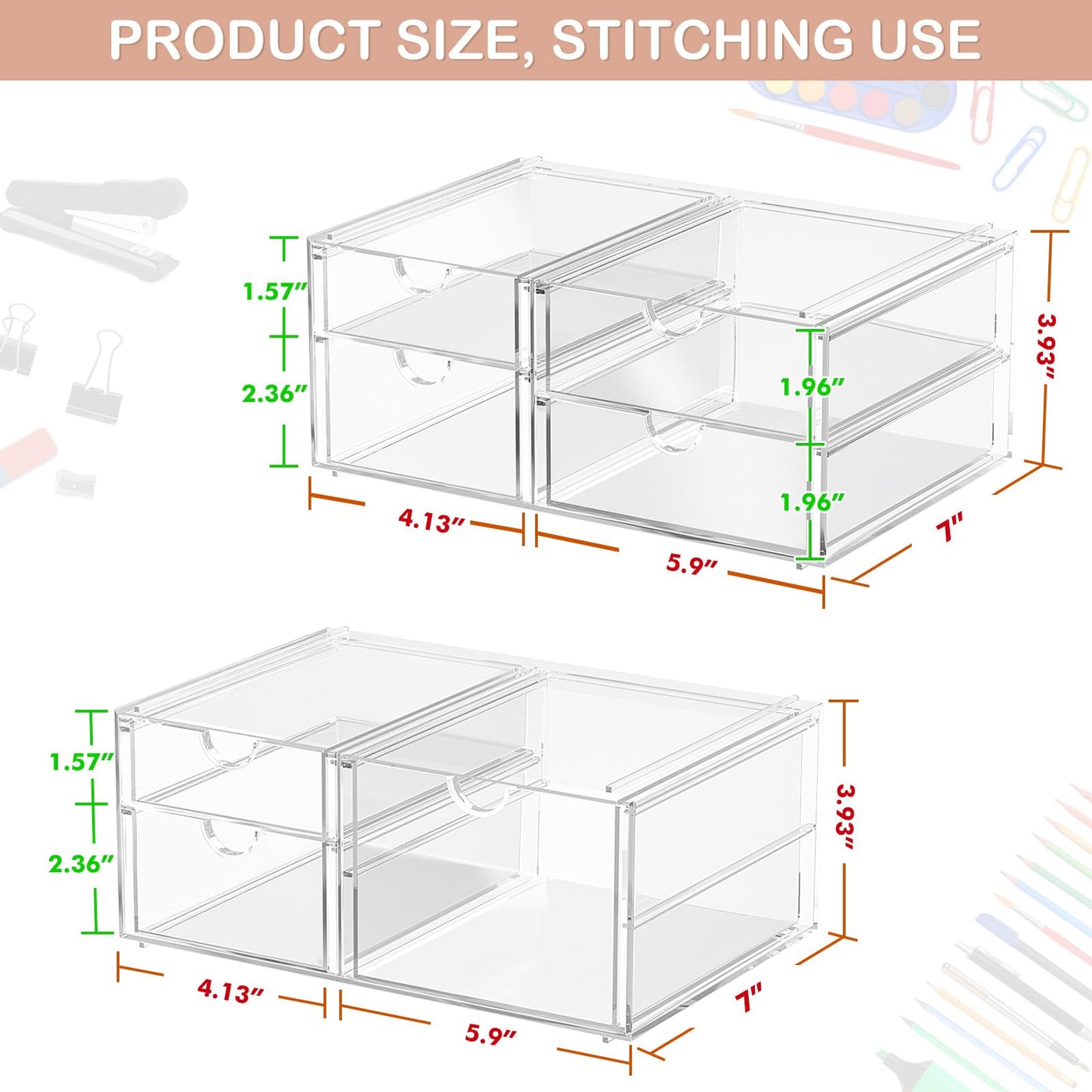 caktraie Acrylic 7-Drawer Makeup & Storage Organizer for Bath,Desk