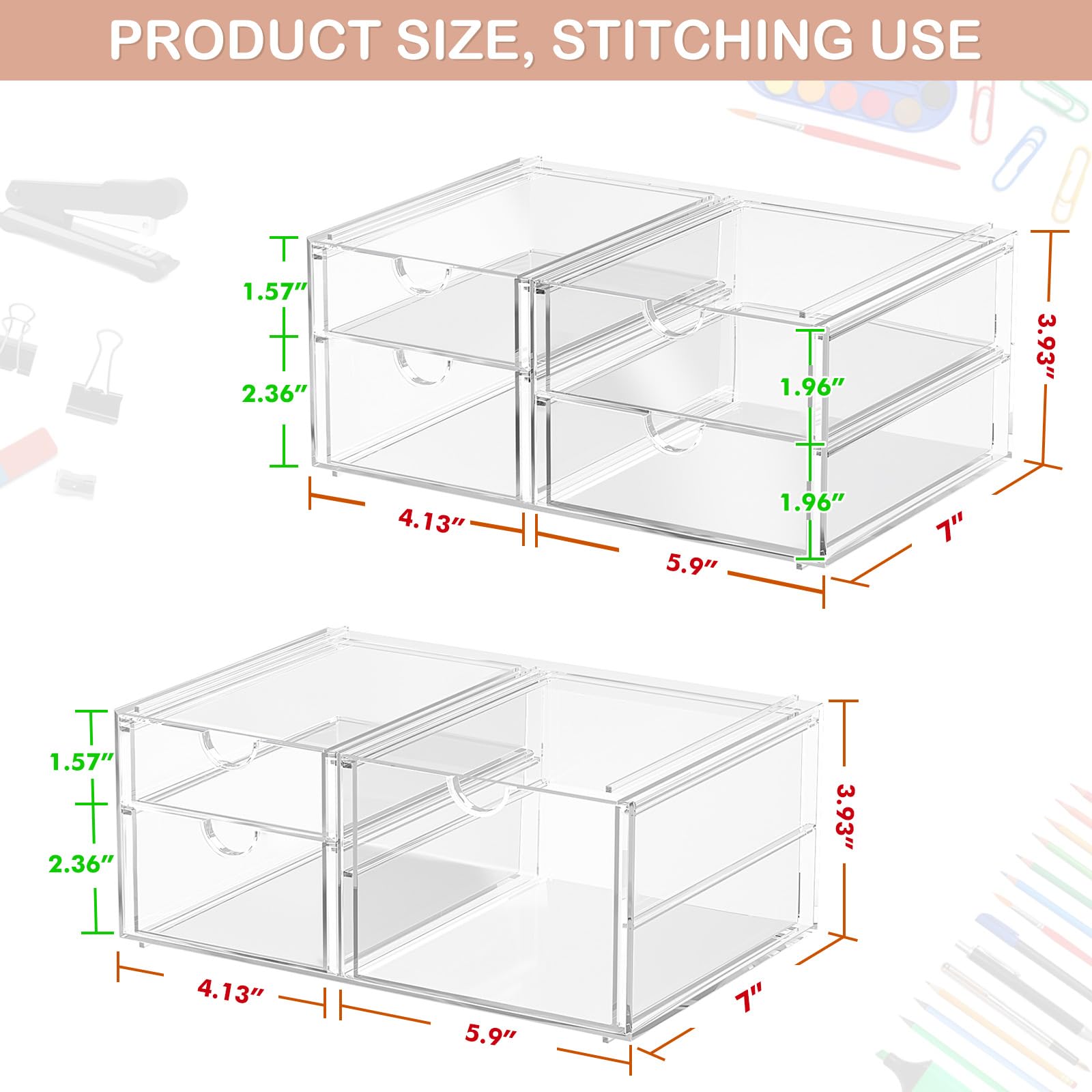 caktraie Acrylic 7-Drawer Makeup & Storage Organizer for Bath,Desk