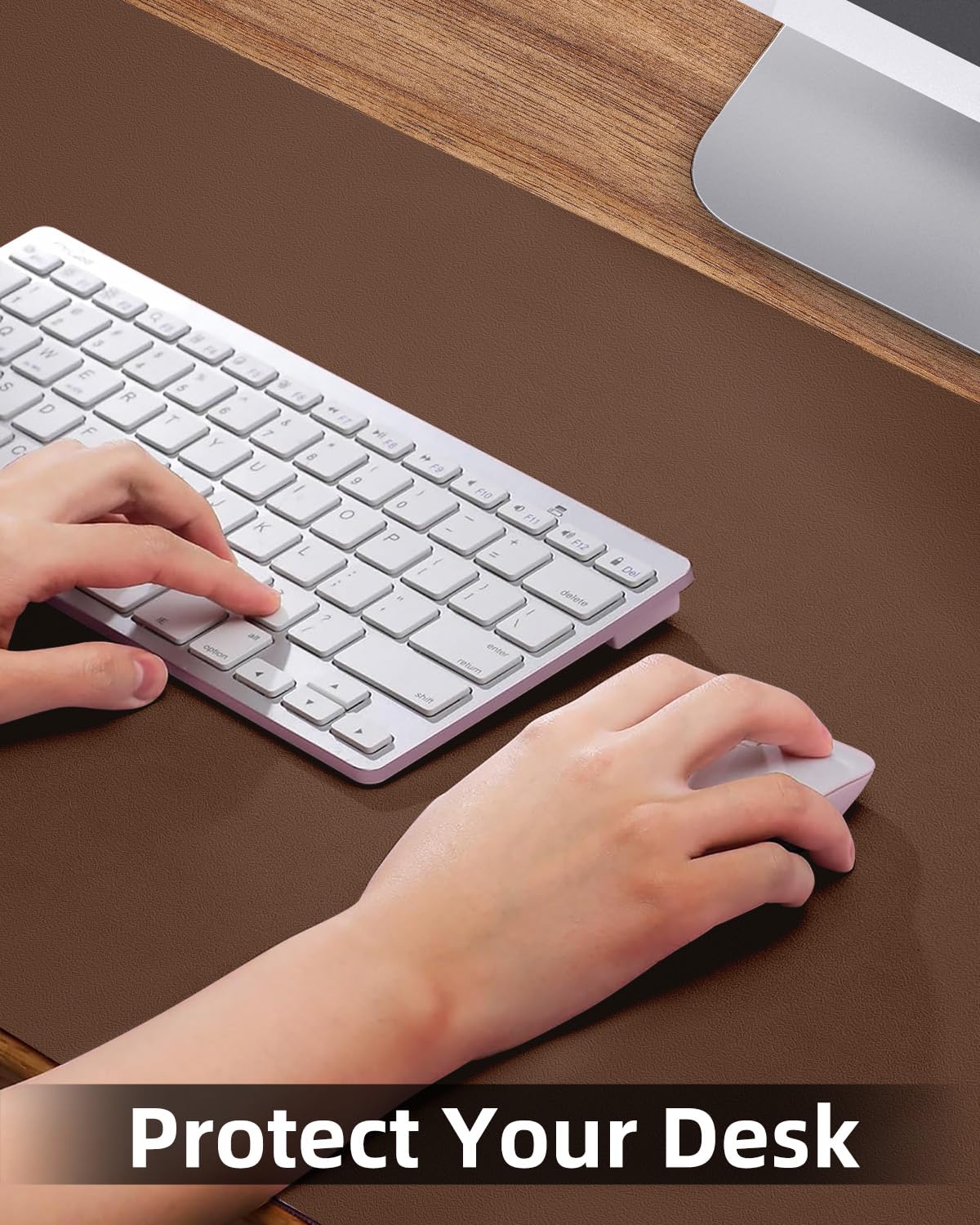 Leather Desk Pad Protector,48"x 17"Desk Mat Large, Mouse Pad, Non-Slip PU Leather Desk