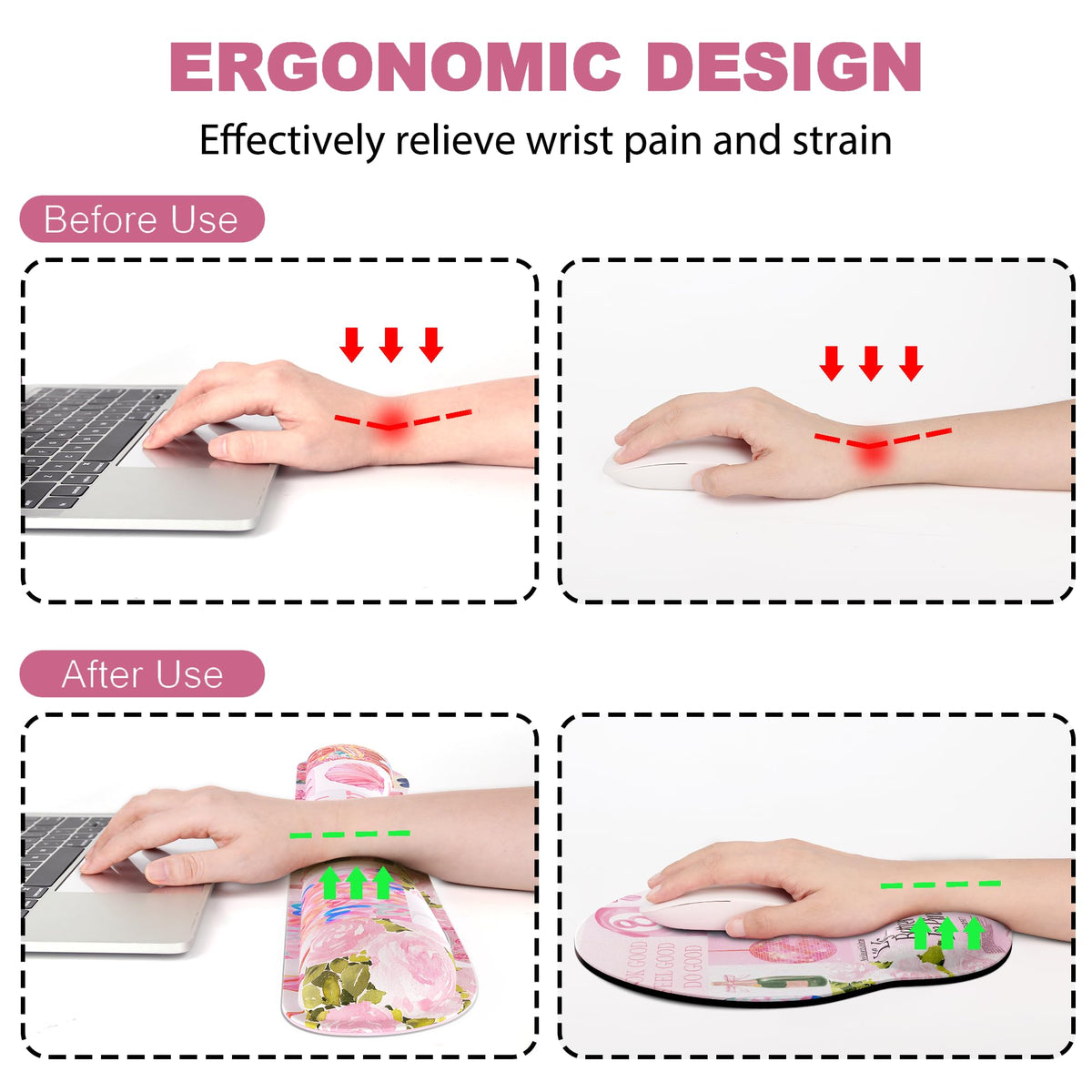 Ergonomic Mouse Pad with Wrist Rest and Keyboard Wrist Rest, Mousepad