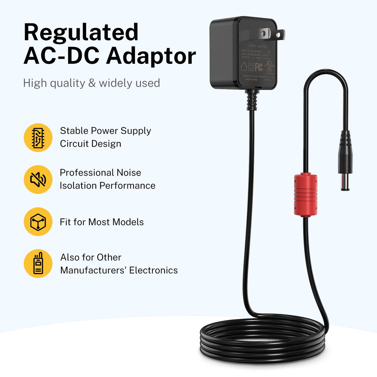 Donner DPA-100 9V DC 1A Power Supply Adapter for Keyboards & Guitar Pedals