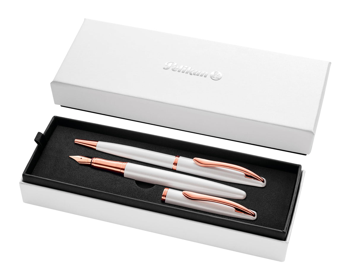 Pelikan Jazz Noble 821865 Gift Set with Fountain Pen and Ballpoint Pen, Mother of Pearl (White)
