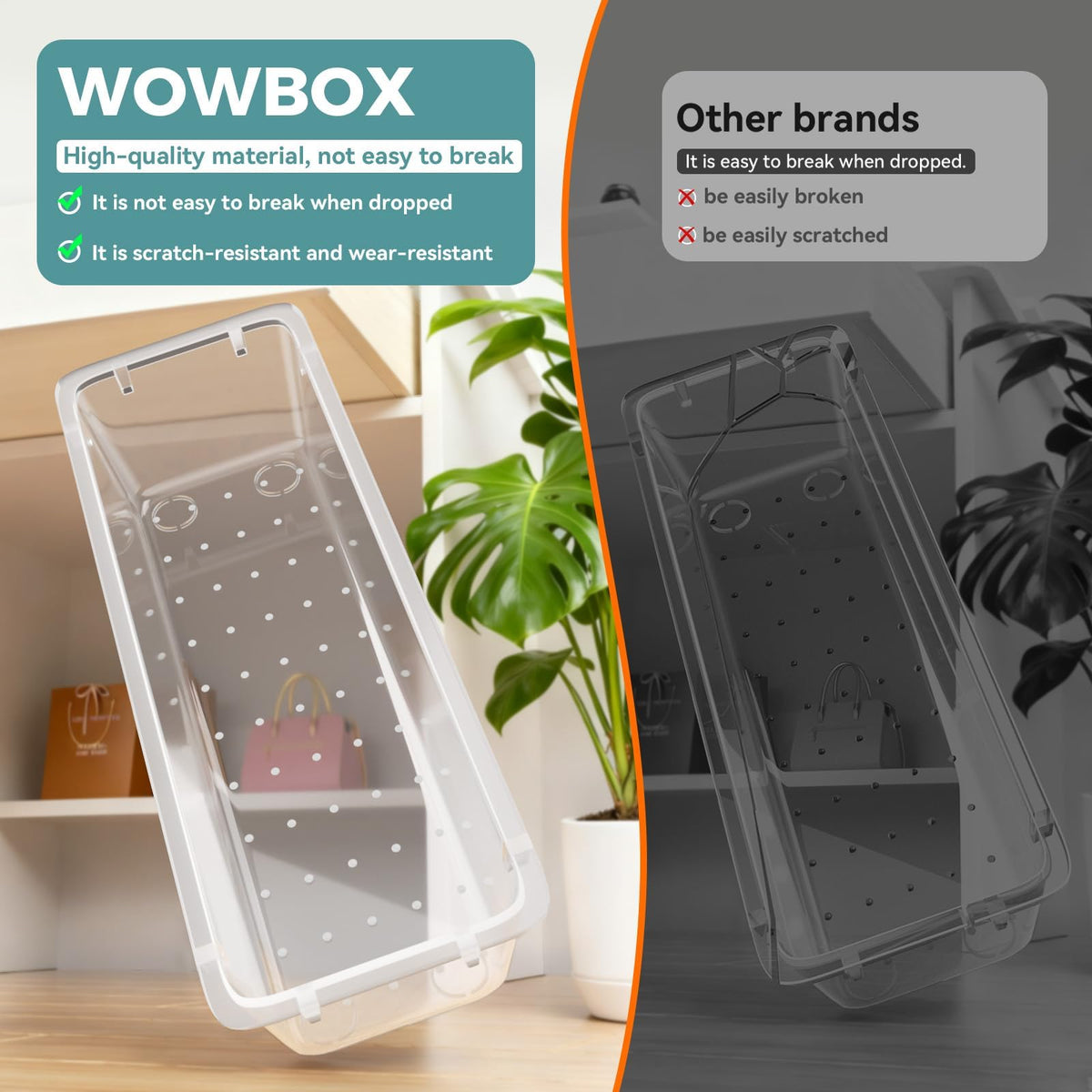 44 PCS Clear Plastic Drawer Organizer Set, 4 Sizes Storage Bins, Clear