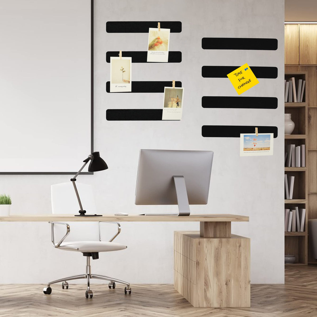 YOUDEFUL 8Pcs Bulletin Board Strip, Felt Cork Board with 50 Pushpins