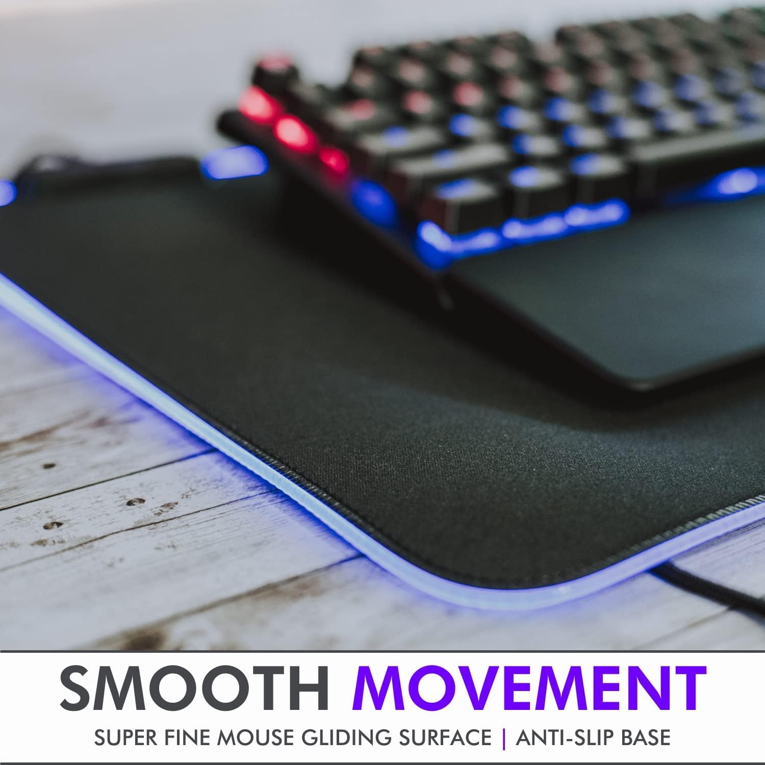 Tilted Nation RGB Mouse Pad for Gaming - Large LED Mousepad - LED Desk mat with 8 Adjustable Light