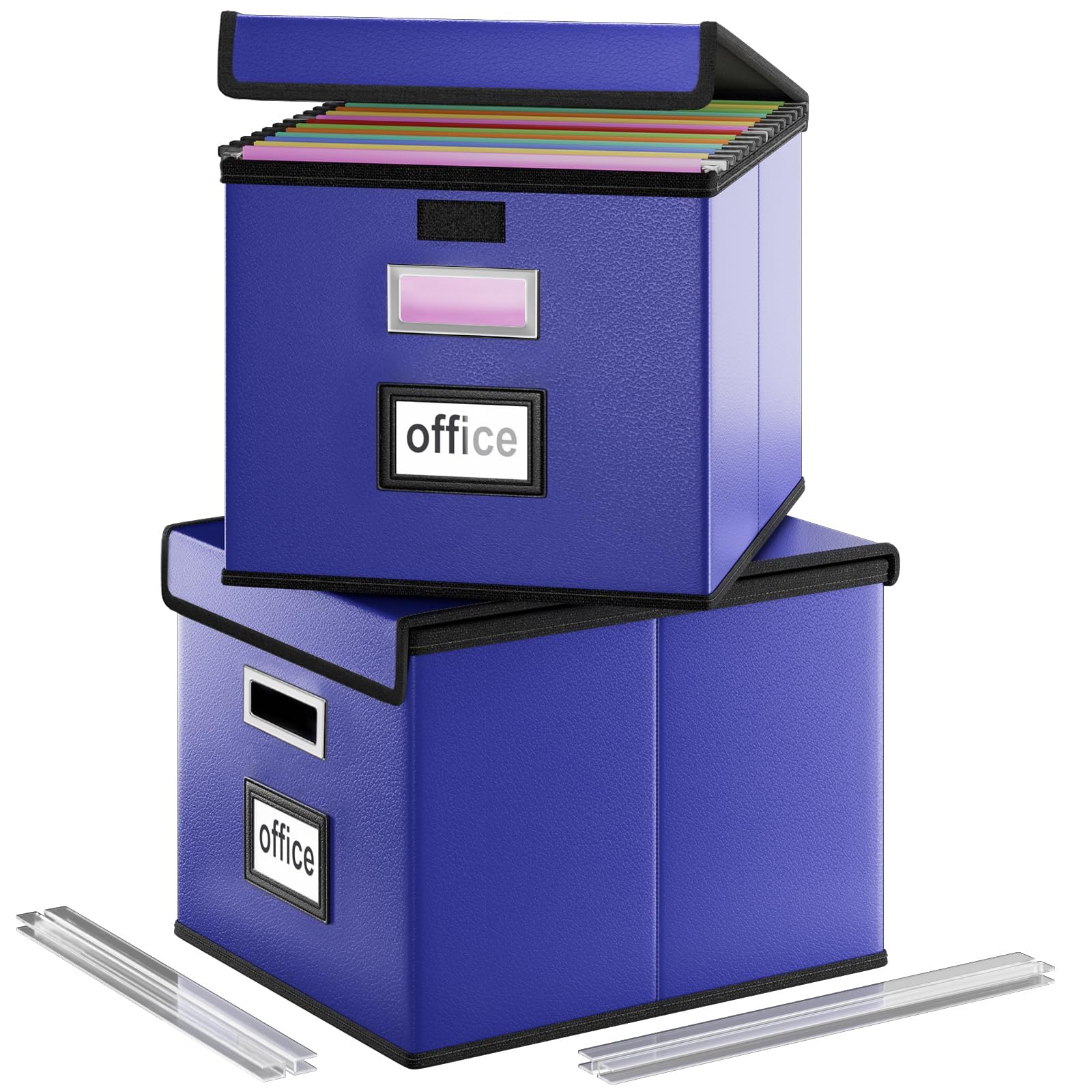 Huolewa File Organizer Box with Lids, Collapsible File Folder Organizer