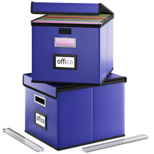 Huolewa File Organizer Box with Lids, Collapsible File Folder Organizer